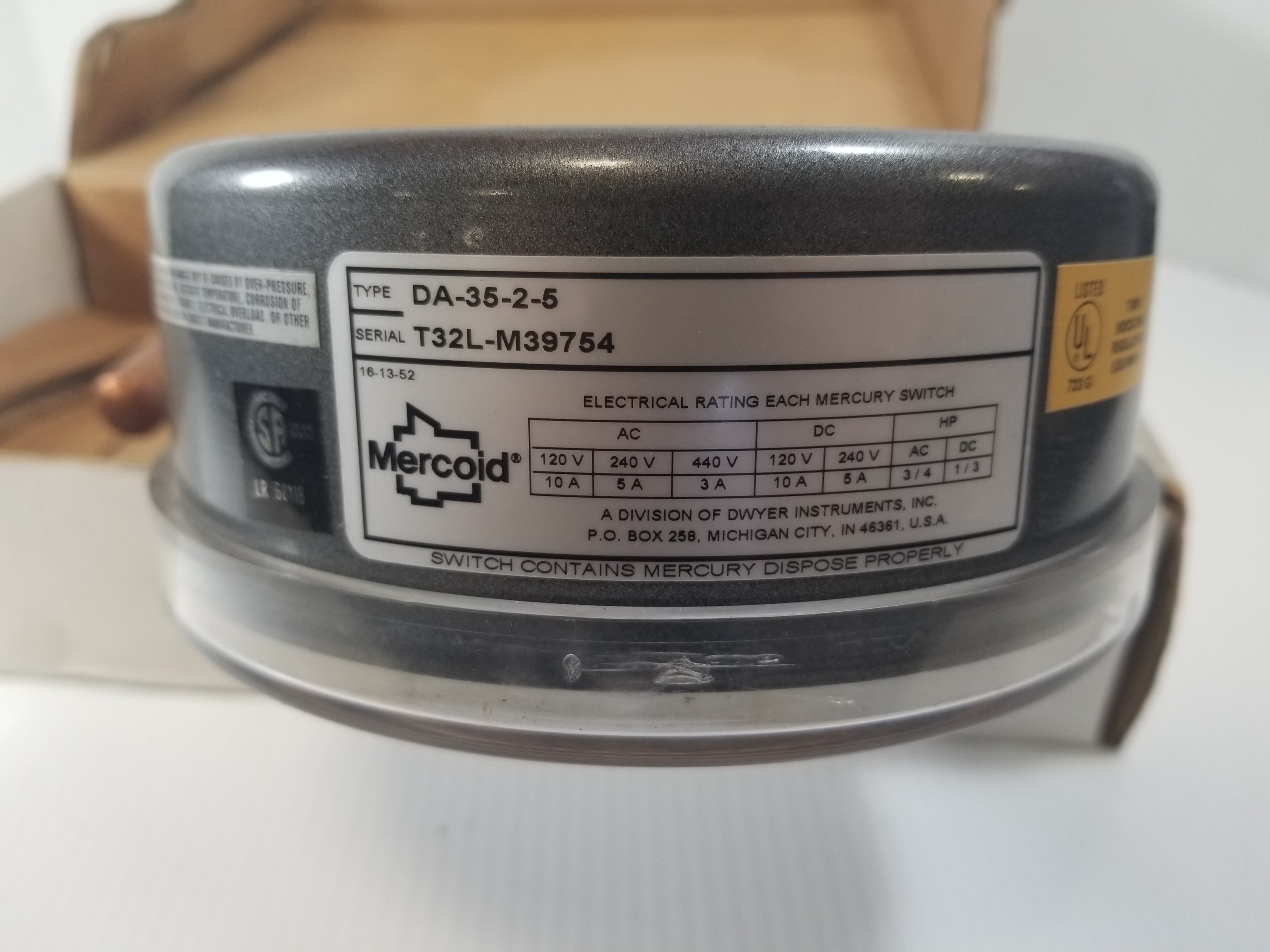 Mercoid DA-35-2-5 Temperature Control Switch