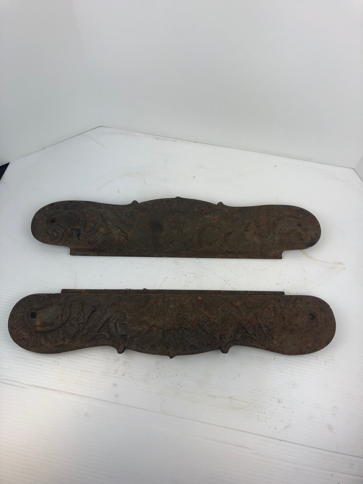 Antique Foster Stoves and Ranges Cast Iron 23" Decorative Panel (Lot of 2)