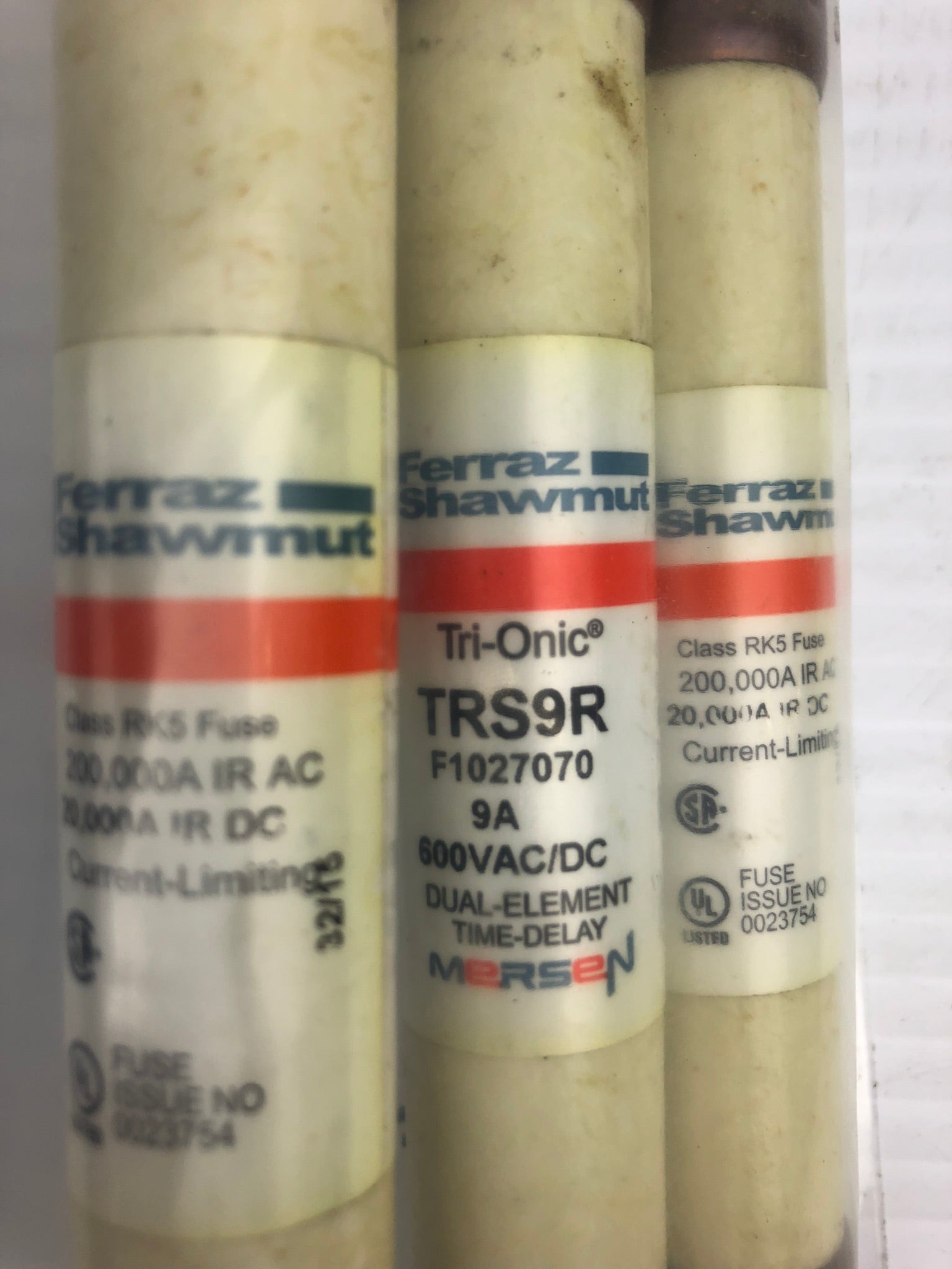 Gould Shawmut TRS9R Time Delay Fuses 9Amps 600VAC or Less - Lot of 3