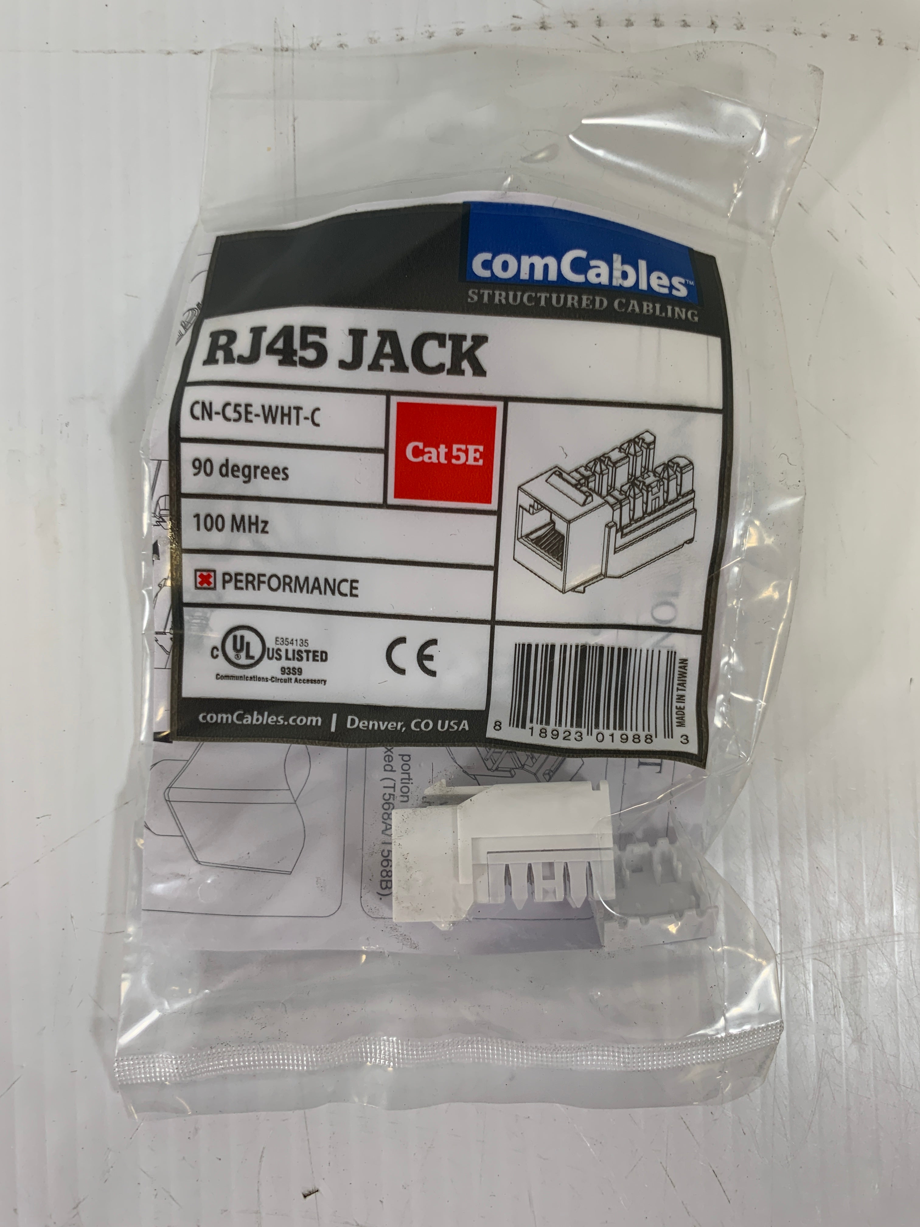 Lot of 2 RJ45 comCables Jack CN-CSE-WHT-C Cat 5E 100 MHz
