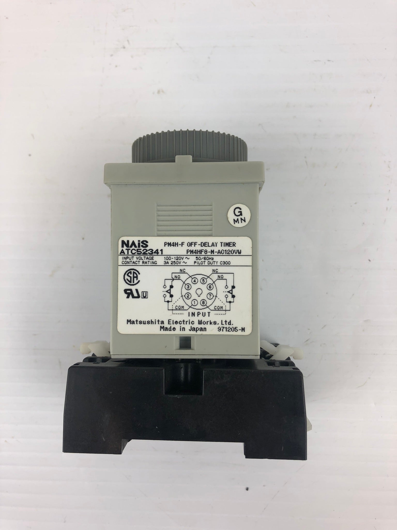 NAIS ATC52341 Off-Delay Timer PM4HF8-M-AC120VW with Base 3A 250V