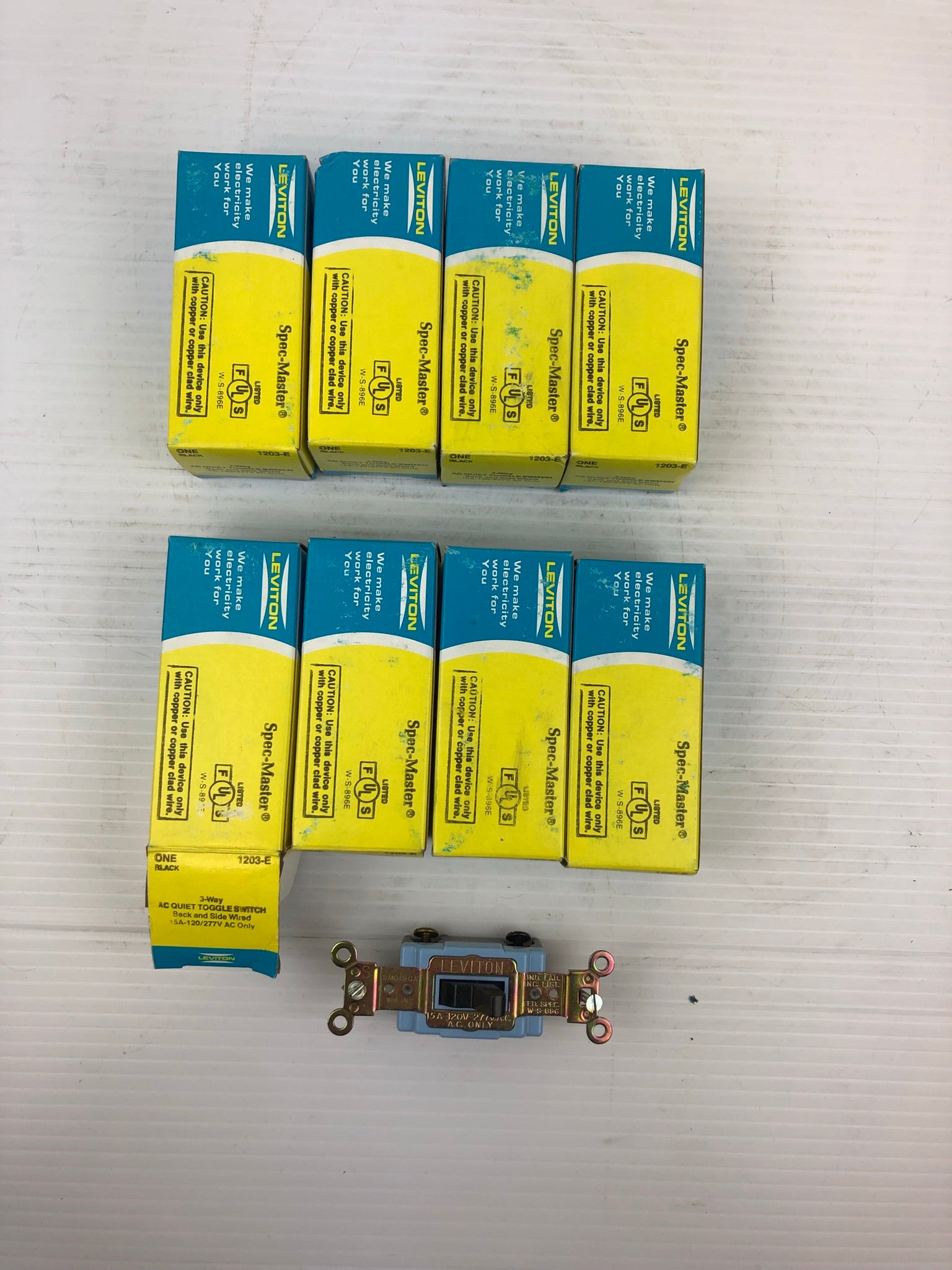 Leviton 1203-E Black AC Quiet Toggle Switch 15A 120/277V A/C Only Lot of 8
