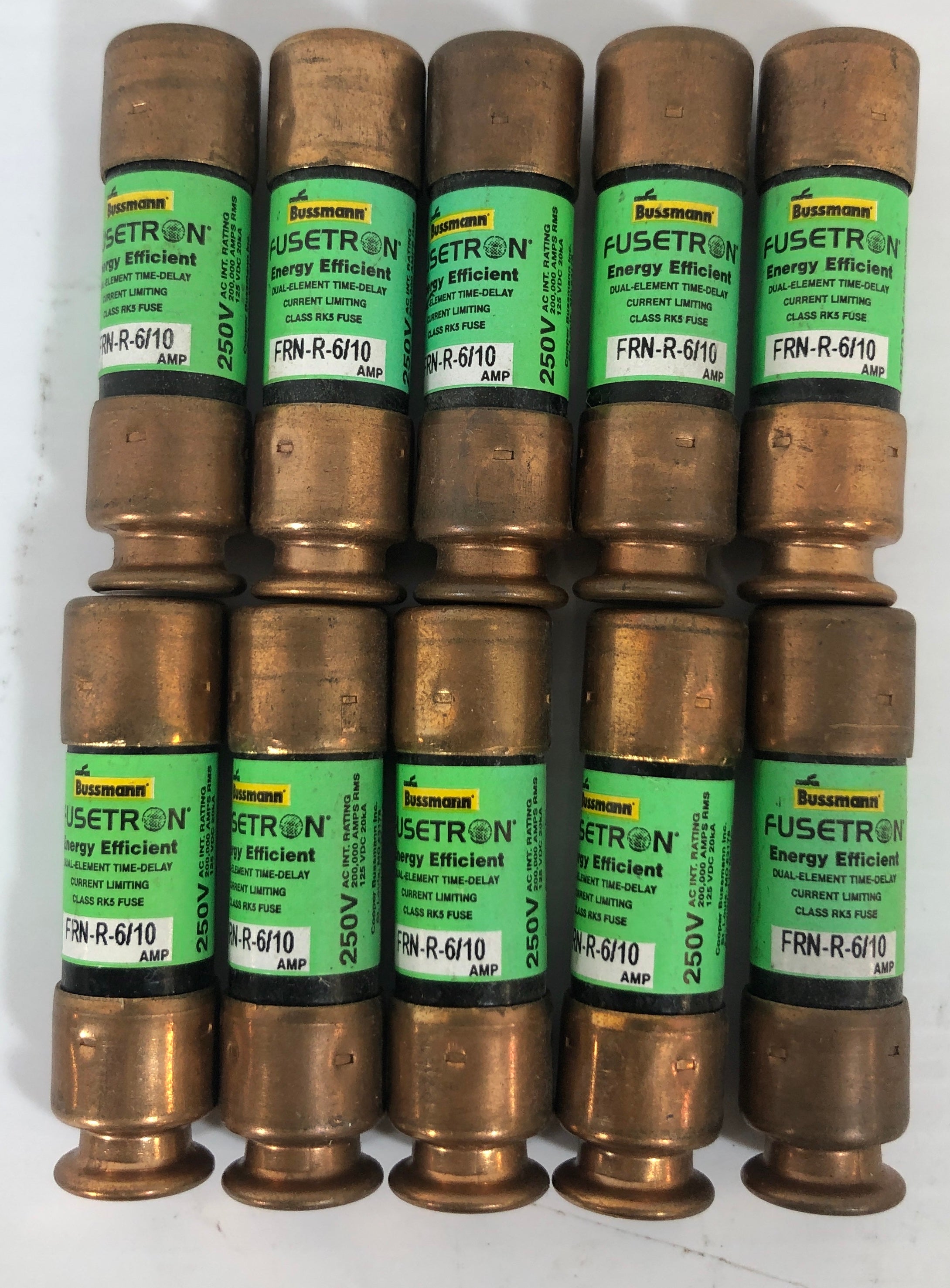 Bussman Fusetron FRN-R-6/10 Energy Efficient Fuse - Lot of 10