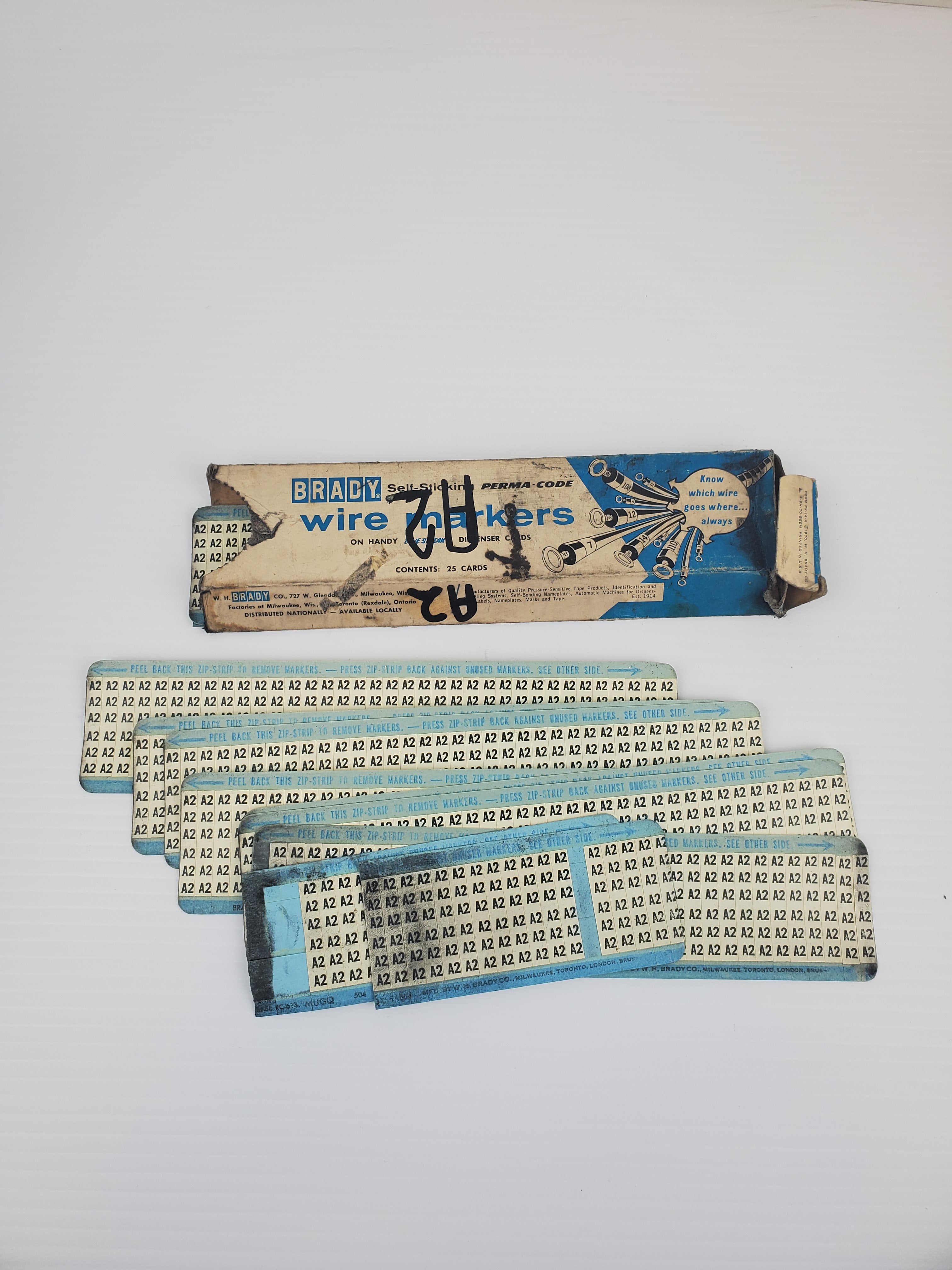 Brady Self Sticking Perma Code Wire Markers - Blue A2 (Box of 9)