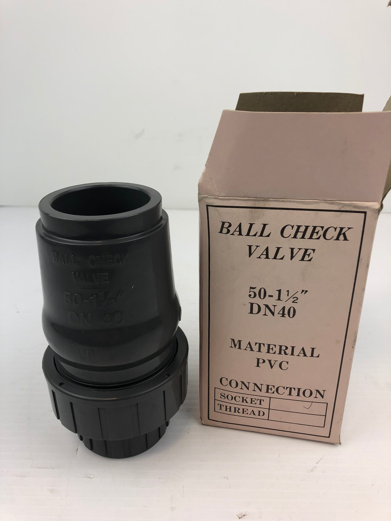 TVI Thermoplastic Valves Inc. DN40 Ball Check Valve 50-1-1/2" PVC Socket