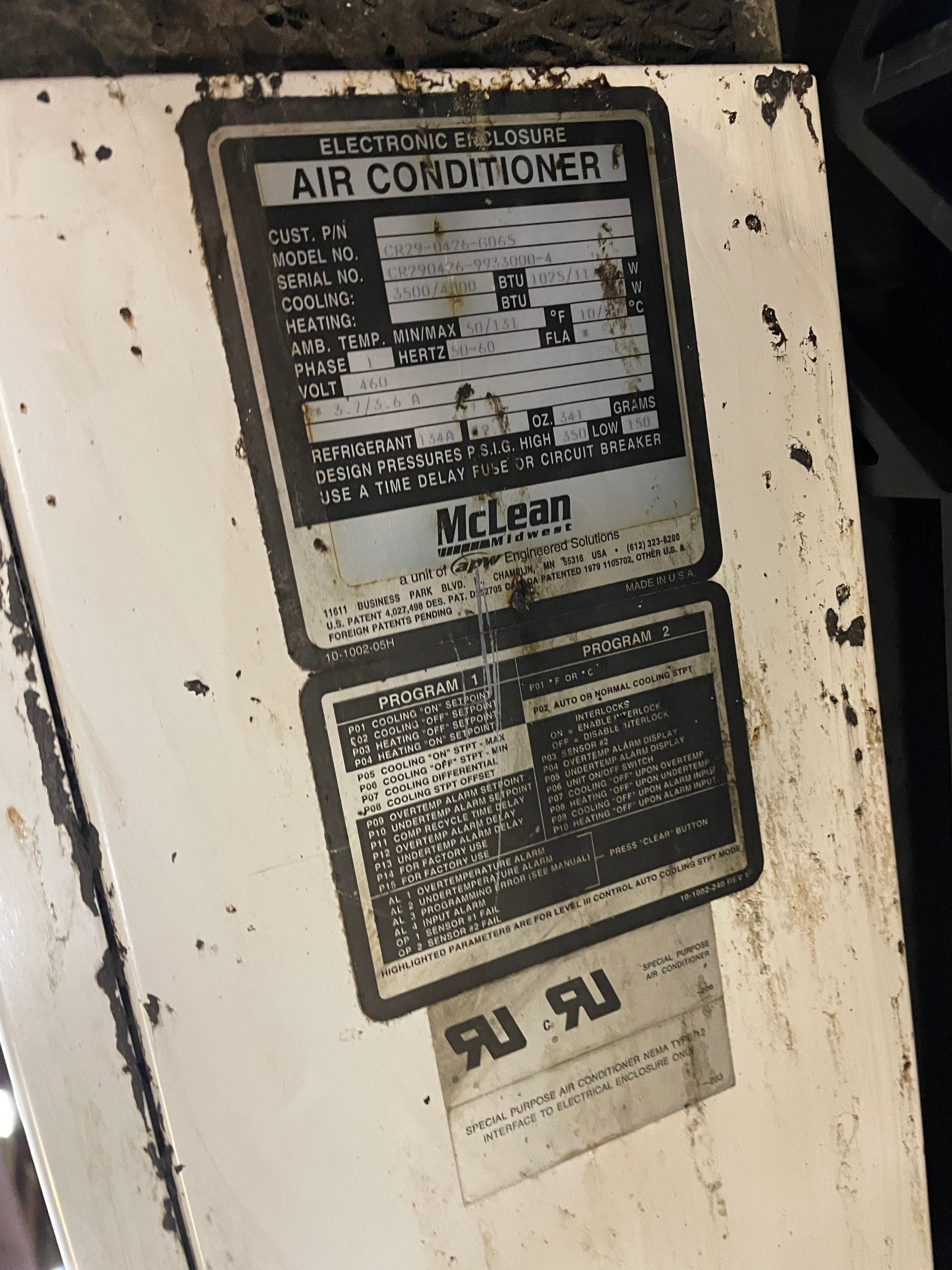 McLean CR29-0426-G065 Air Conditioner 1 Phase 50/60 Hz 460V