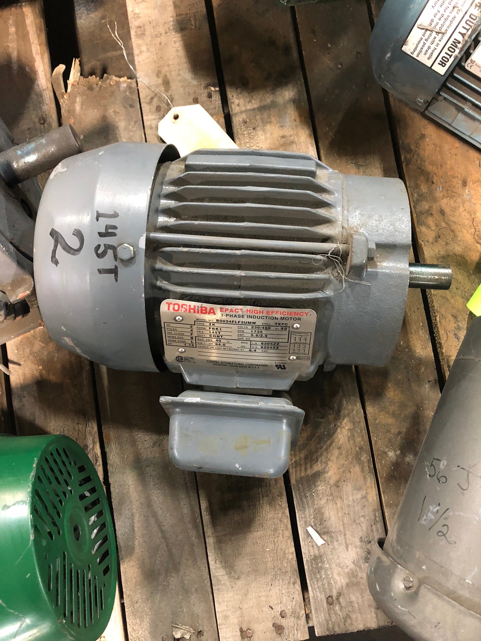 Toshiba B0024FLF2UMW Epact High Efficiency Induction Motor 2 HP 230-460V 3PH