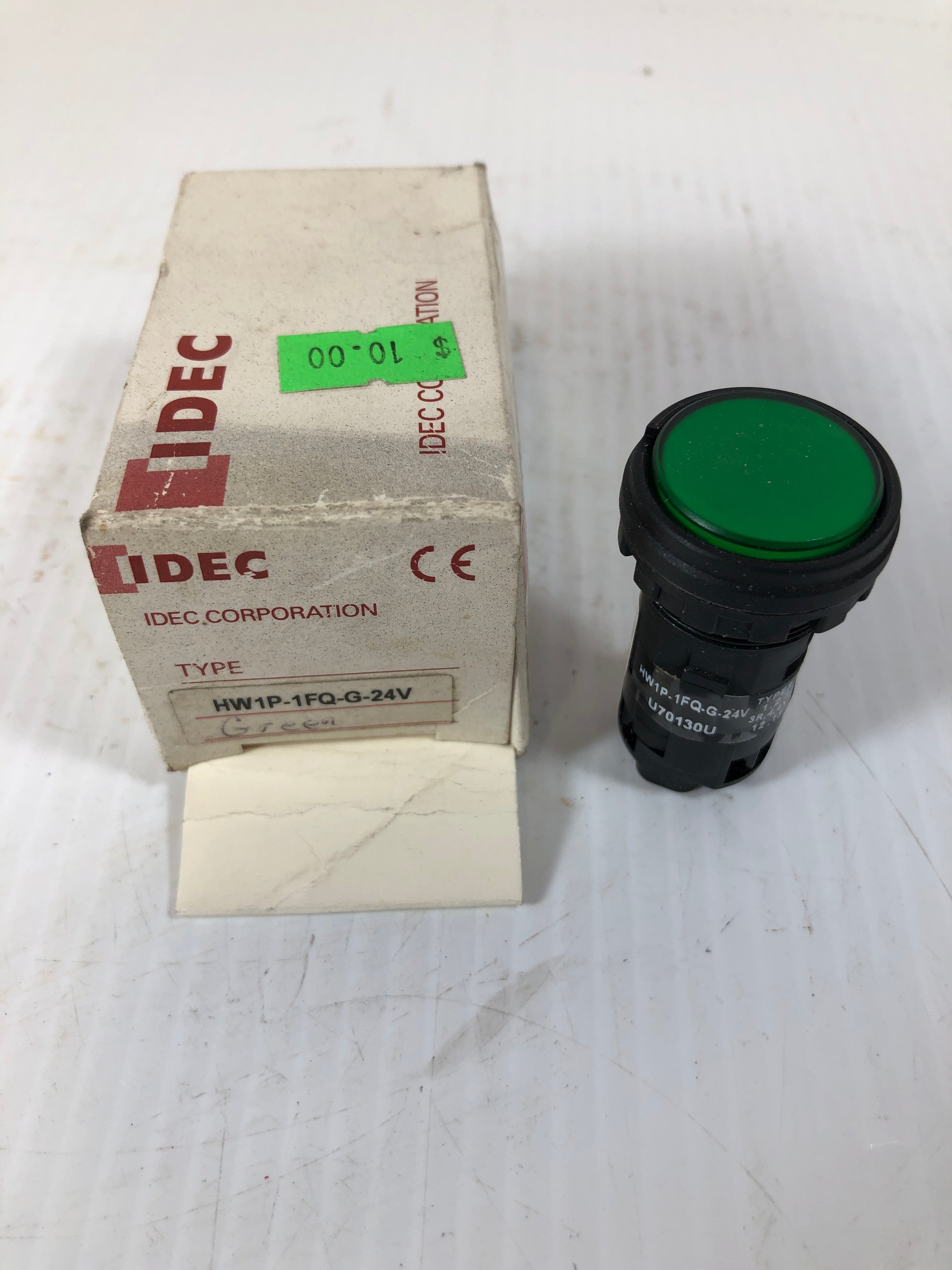 IDEC Pushbutton Switch HW1P-1FQ-G-24V Green