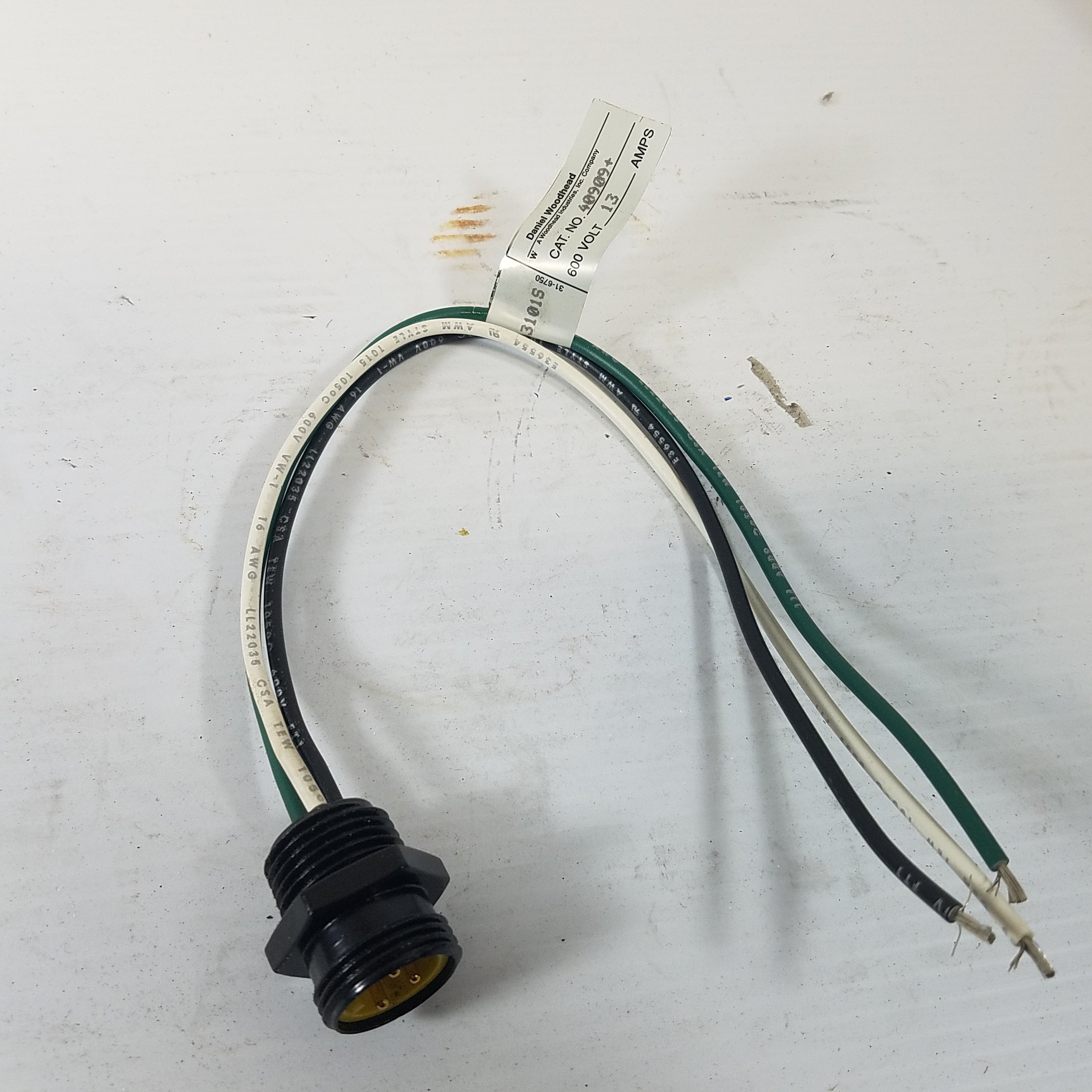 Woodhead Mini-Change Recepticle 3P Male with Leads 600V 13A 40909+