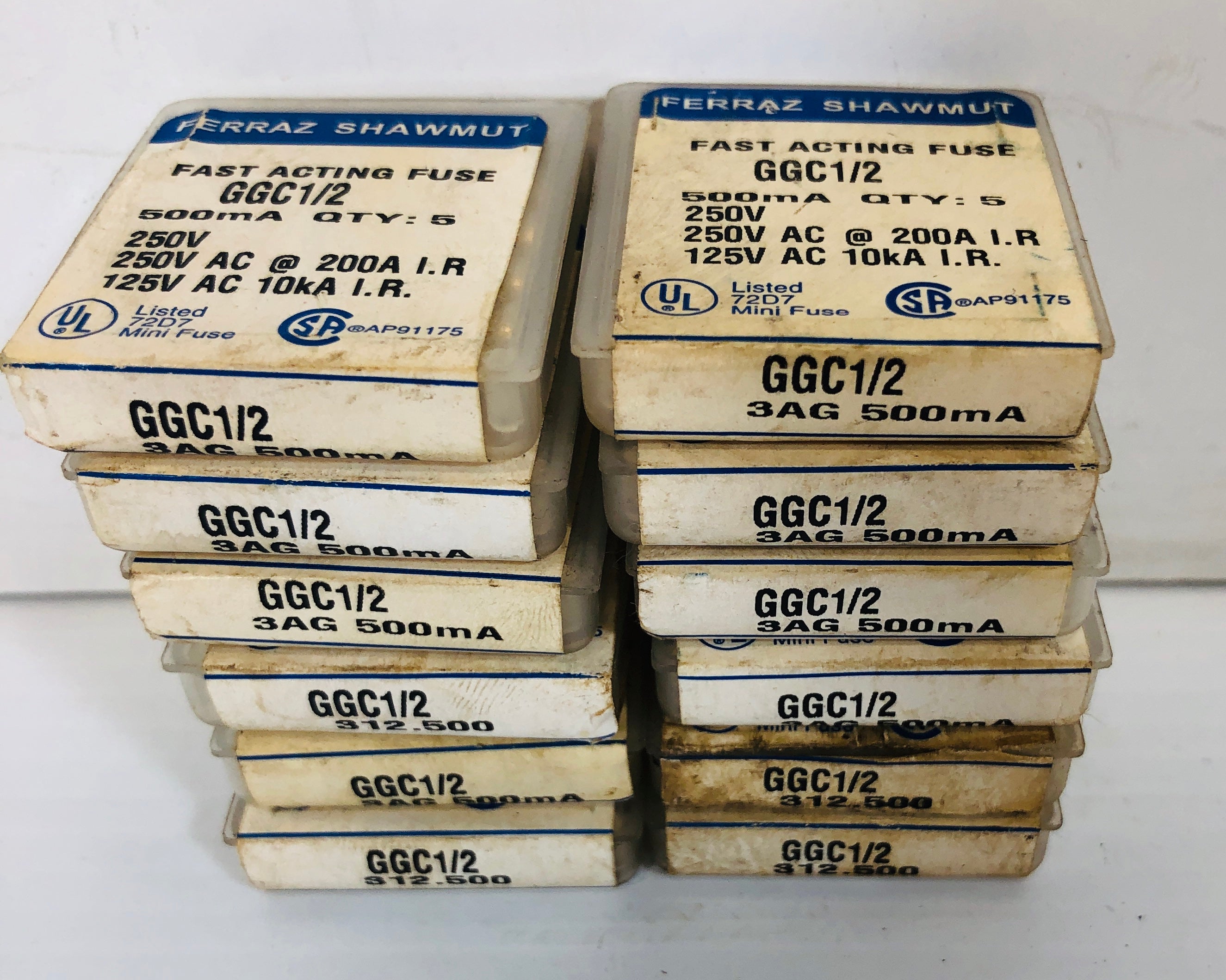 Ferraz-Shawmut GGC 1/2 Fast Acting Fuse 250 V 12 Boxes - Lot of 59 Fuses