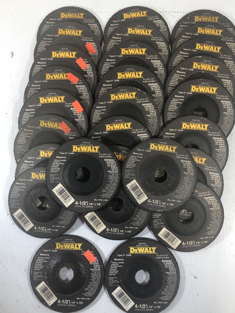 DeWalt Masonry Grinding Wheel 4 1/2" x 1/8" x 7/8" C24R DW4528 Lot of 10