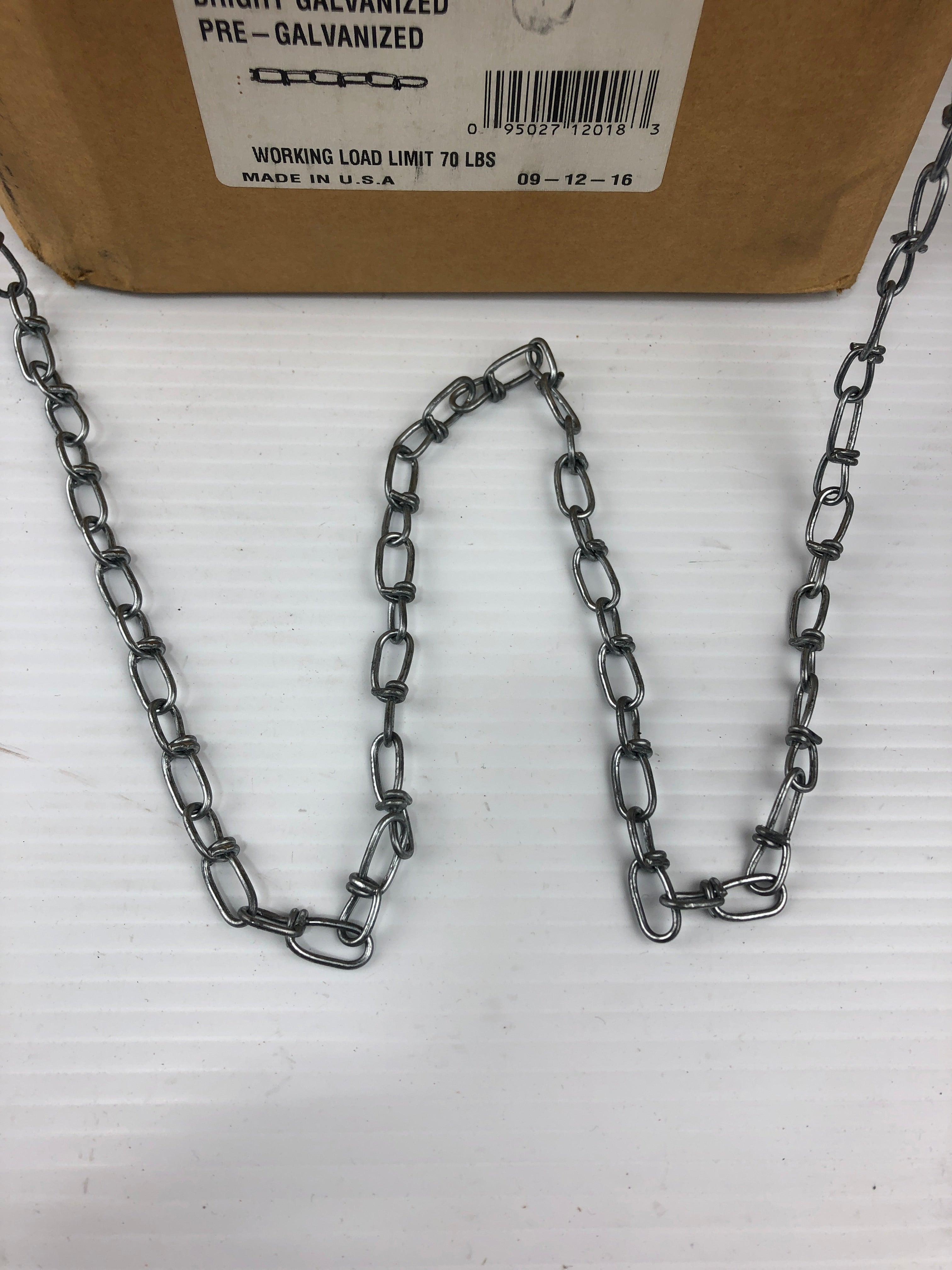 Double Loop Chains 500' Bright Galvanized 12018 Pre-Galvanized WLL 70# Size #4