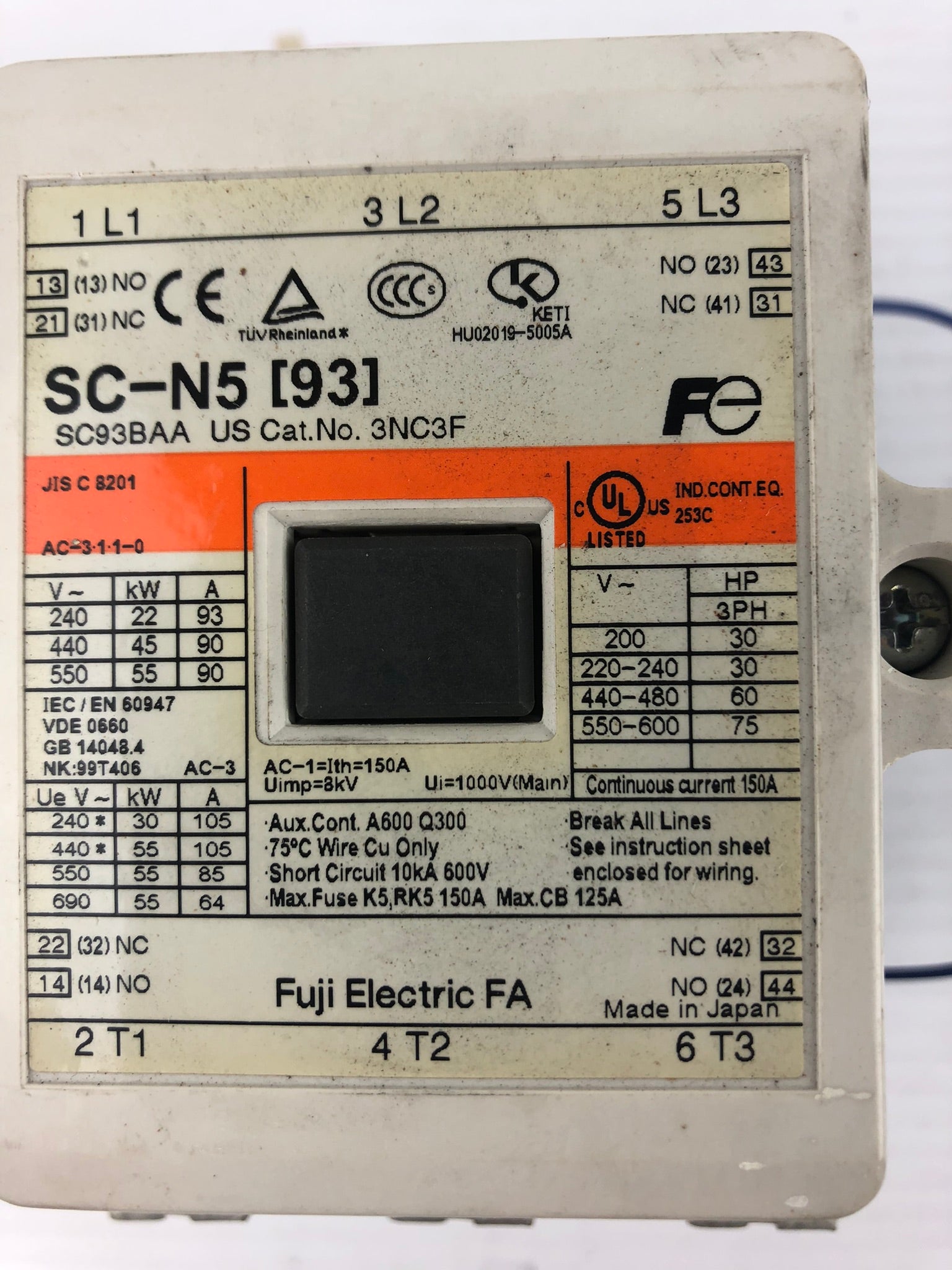 Fuji 3NC3F SC-N5[93] Electrical Contactor 3 Ph