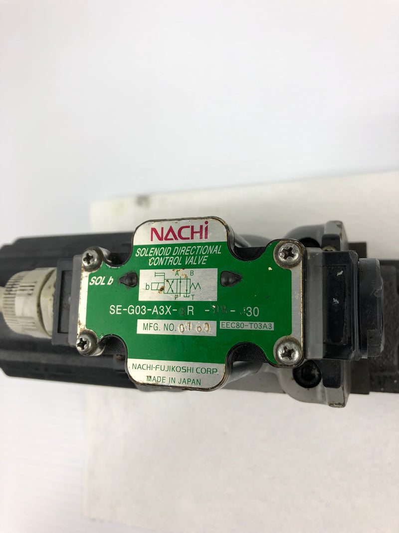 Nachi-FujiKoshi SE-G03-A3X-GR-D2-J30 Directional Control Valve OR-G03-W1-J50