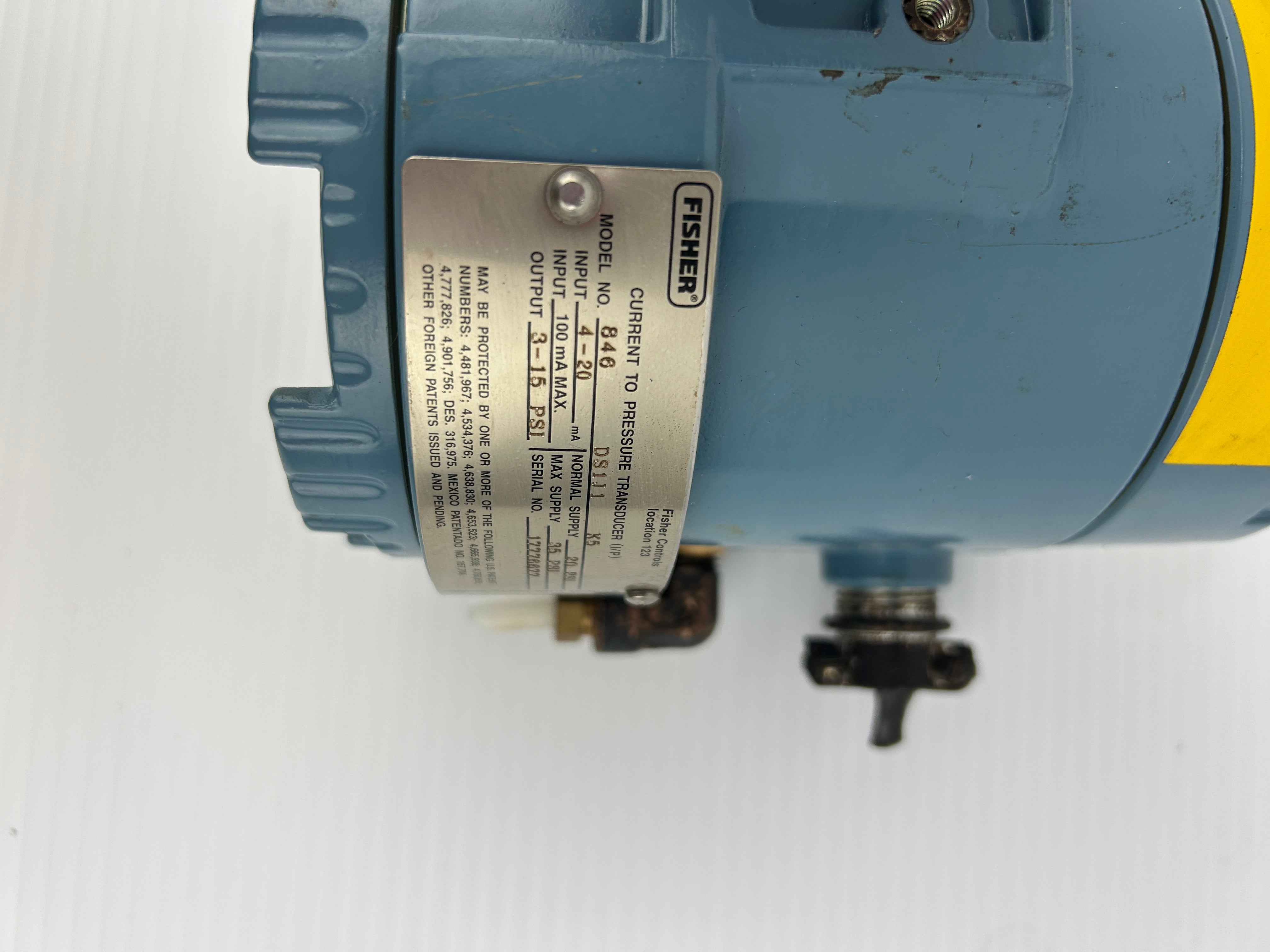 Fisher Rosemount 846DS1J1K5 Current to Pressure Transducer 3-15 PSI 846 DS1J1 K5