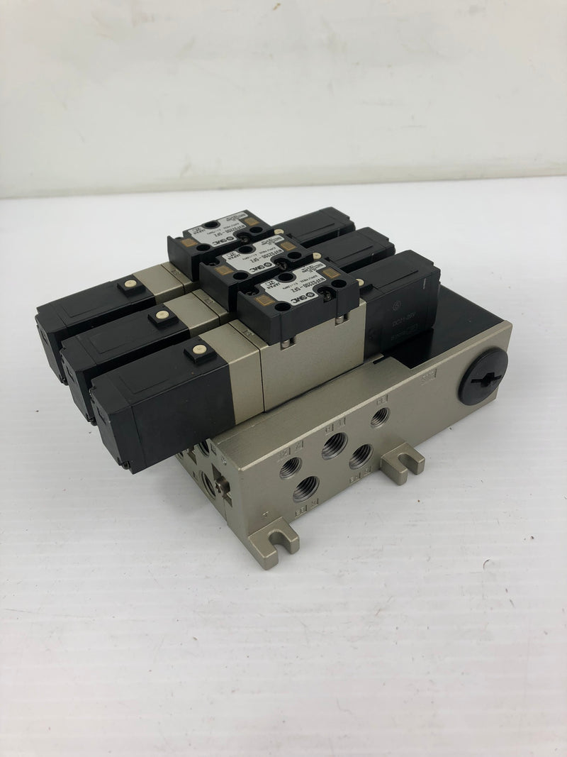 SMC NVV5F82-01T1-03 Solenoid Valve Manifold with Valves NVFS2200-5FZ