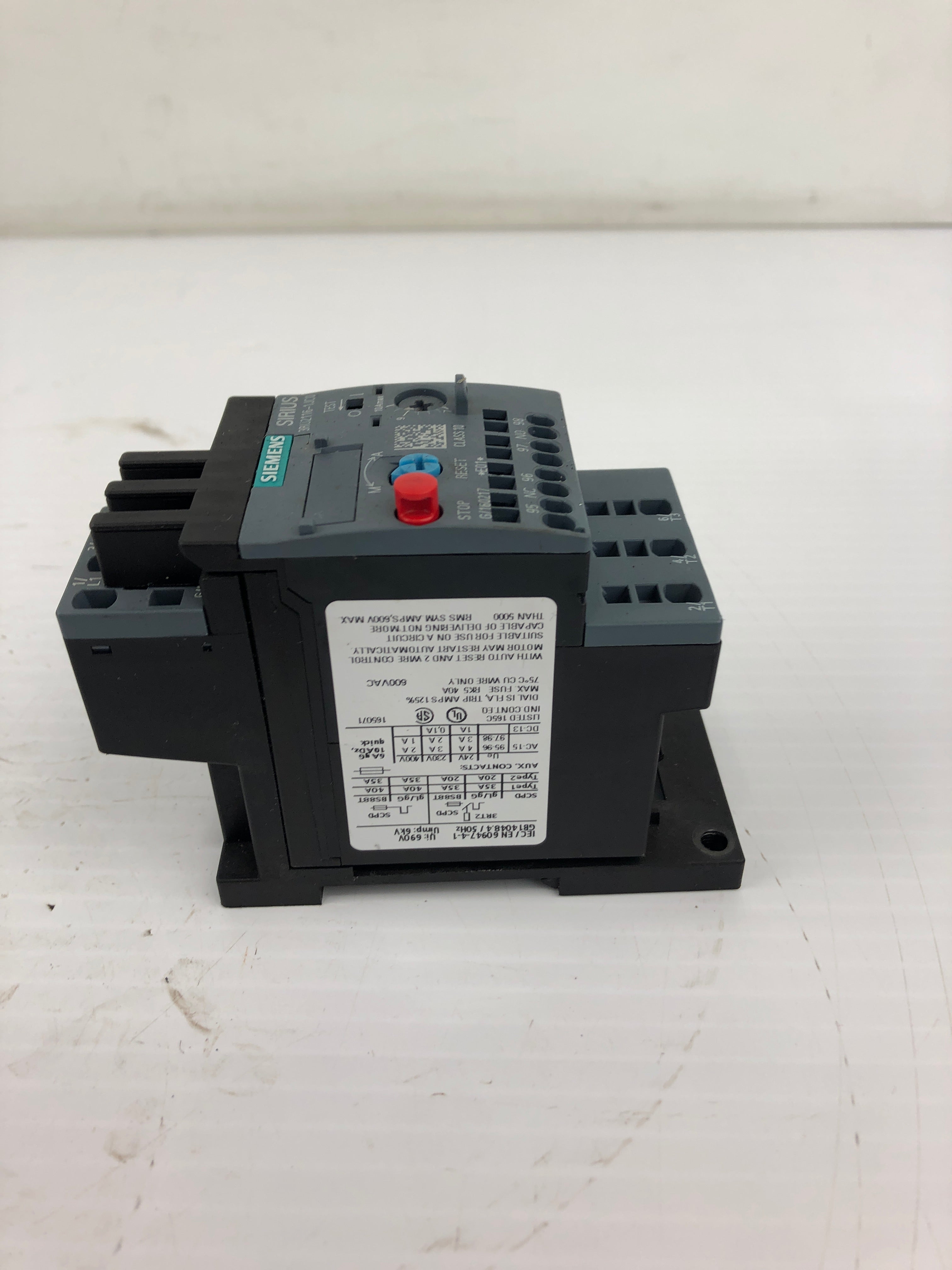 Siemens 3RU2116-1JC0 Overload Relay 600VAC