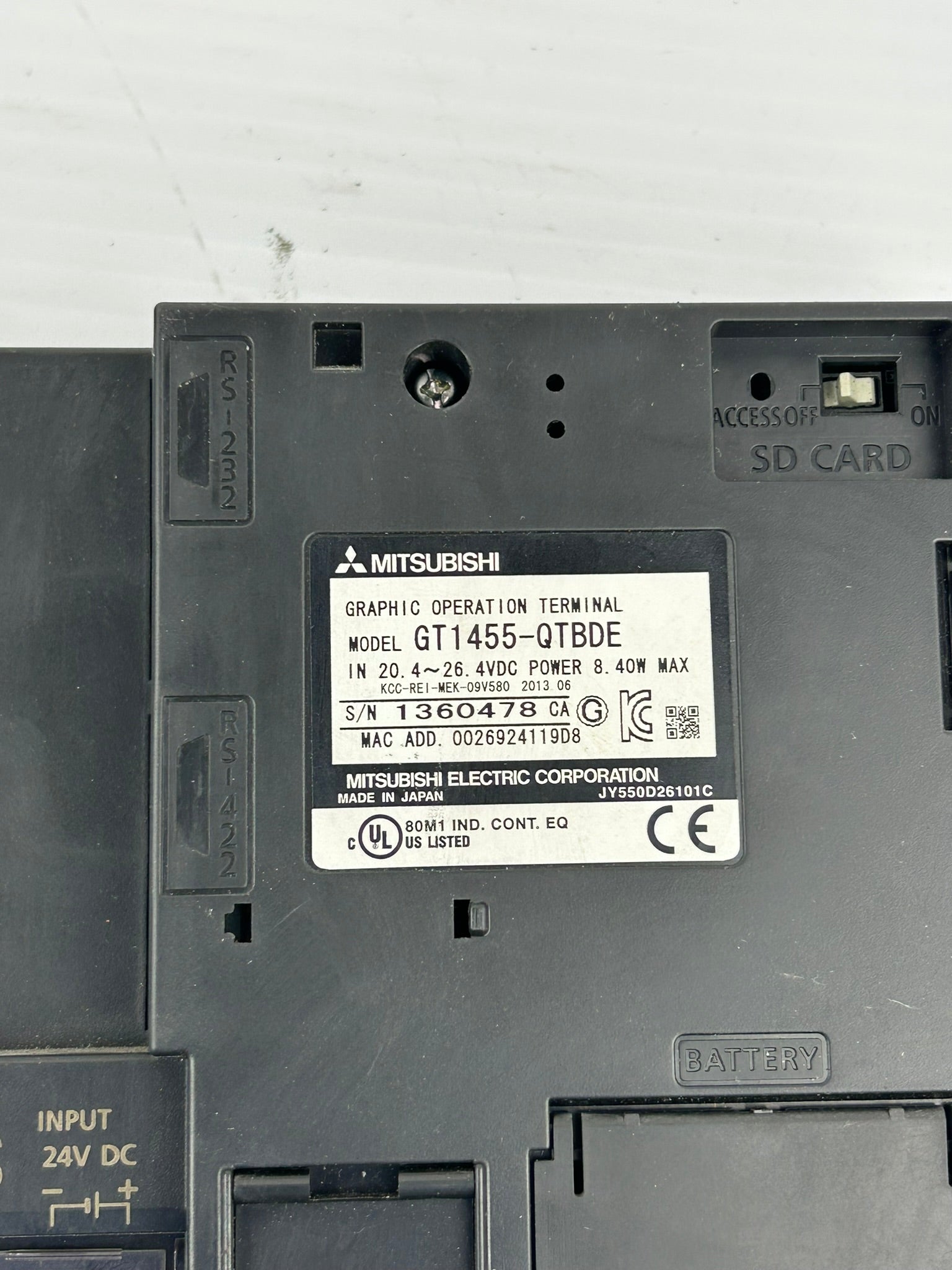 Mitsubishi GT1455-QTBDE Graphic Operation Terminal GOT1000