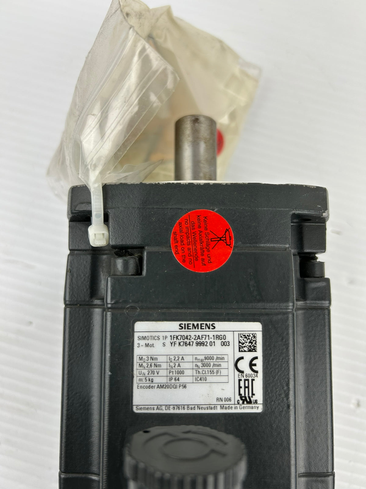 Siemens 1FK7042-2AF71-1RG0 SIMOTICS Servo Motor 270V 3000 RPM