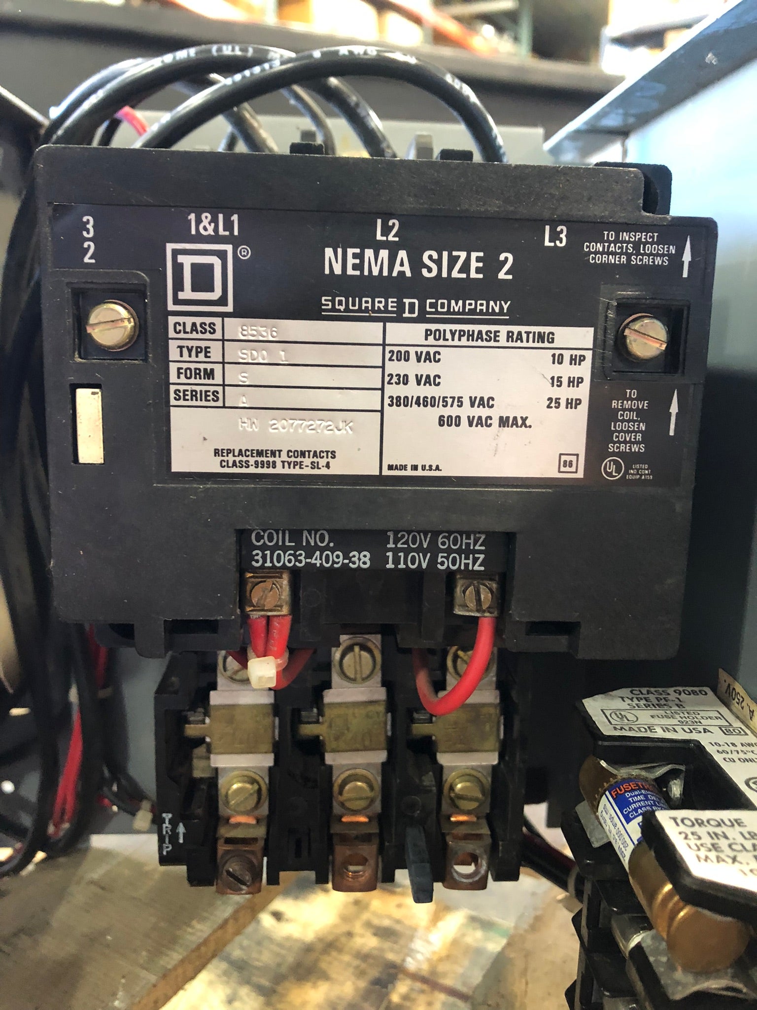 Square D G-271415 MCC Unit 2068596-A.001 70A Size 2 25HP 480V