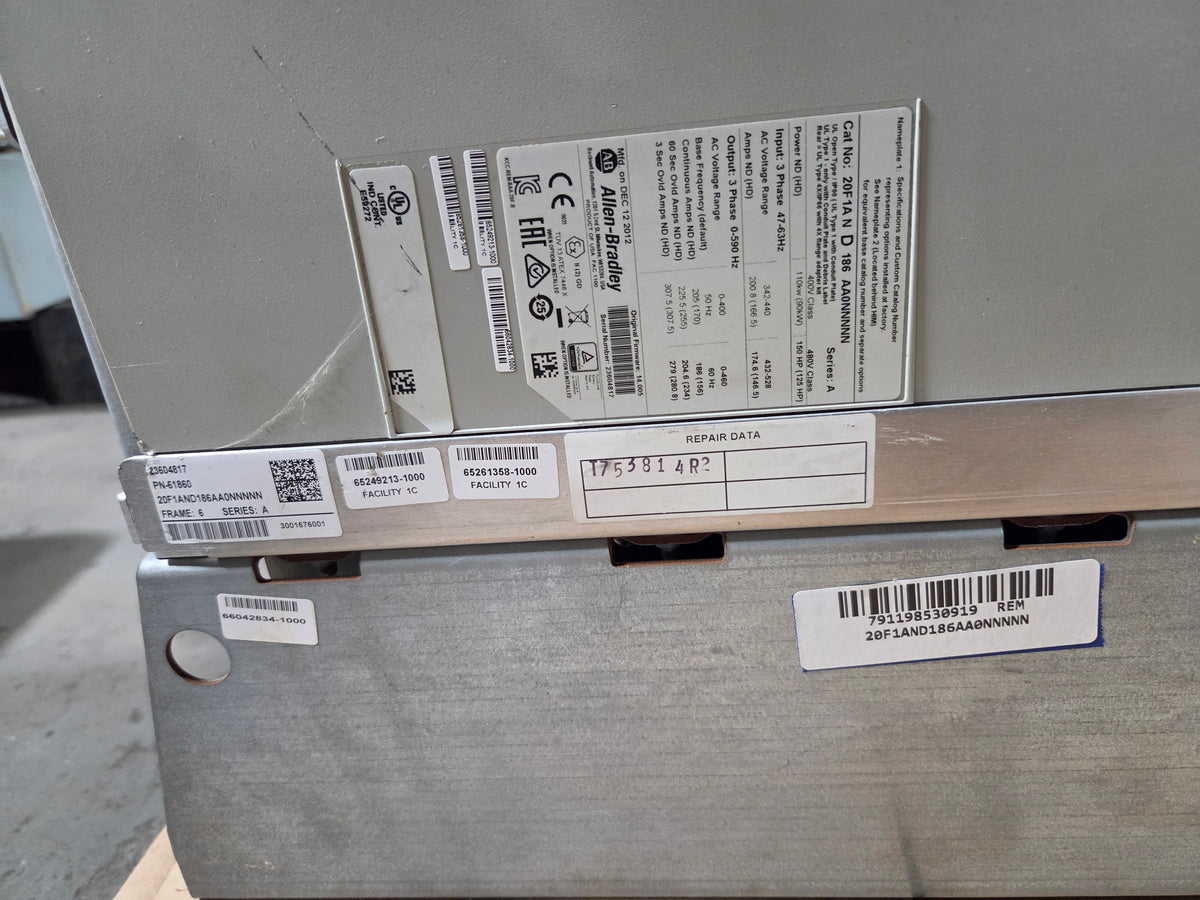 Allen Bradley PowerFlex 753 Drive 20F1AND186AA0NNNNN 3PH Ser A - Needs Repair