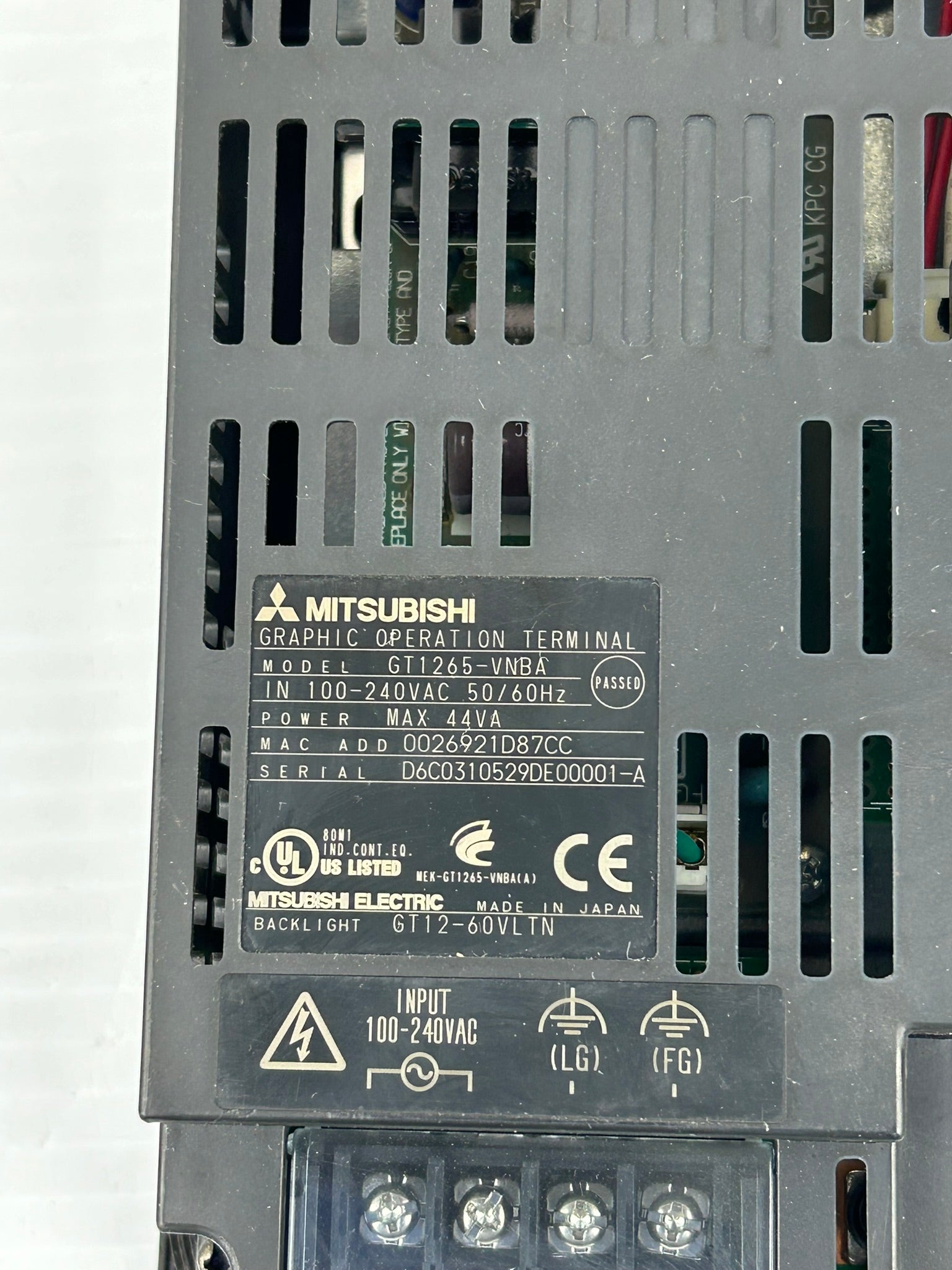 Mitsubishi GT1265-VNBA Graphic Operation Terminal GOT1000 100-240VAC 50/60Hz