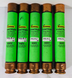 Fusetron FRS-R-2 Energy Efficient Fuse 2A 600V - Lot of 5