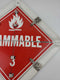 Metal Flammable 3 RED Semi Truck Trailer Sign White Base 2 Piece - Lot of 2 Sign