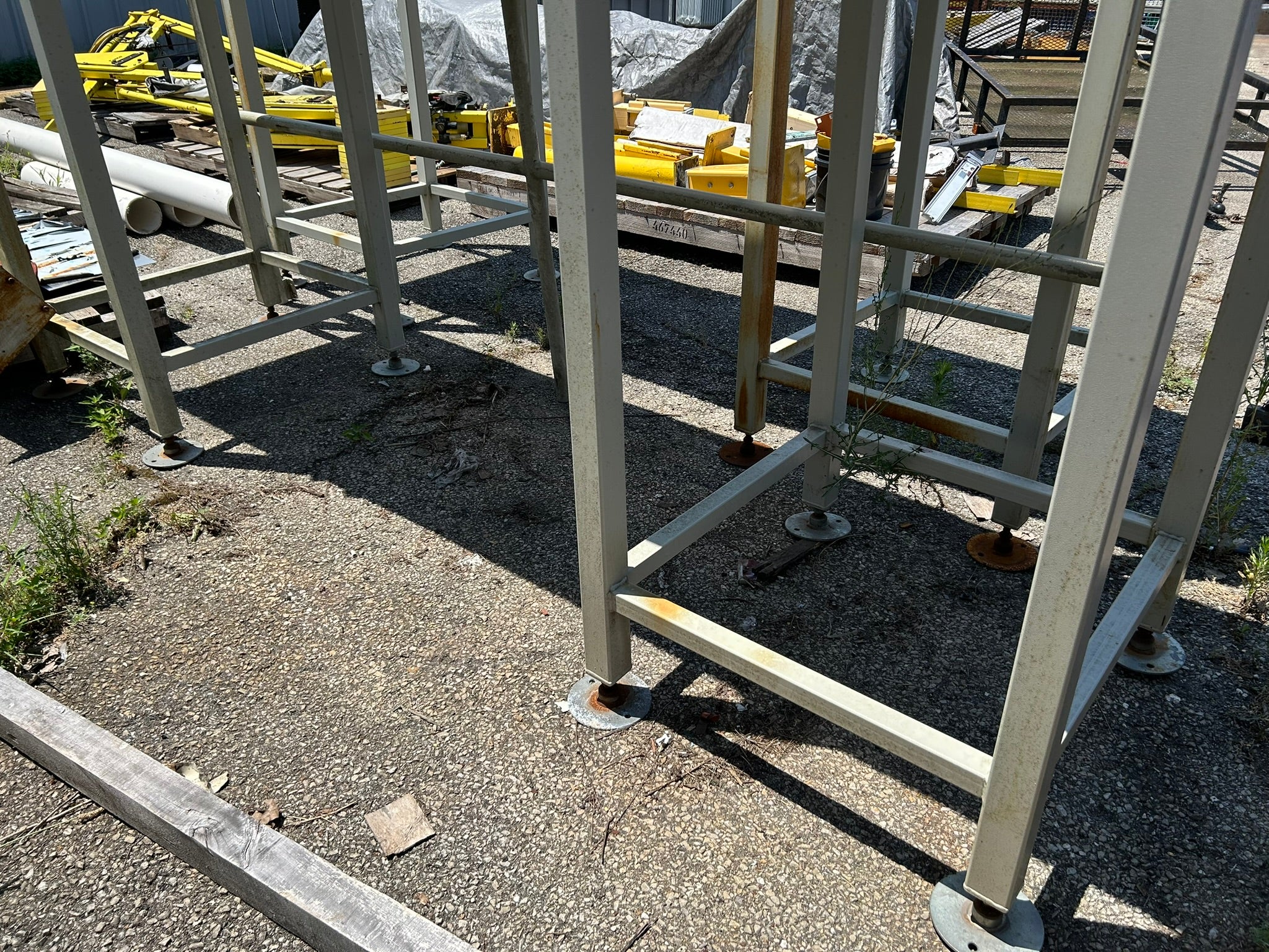 (2) Steel Platforms with Railing from Conveyor Assembly 9'9.5" x 31.5” x 5.5'