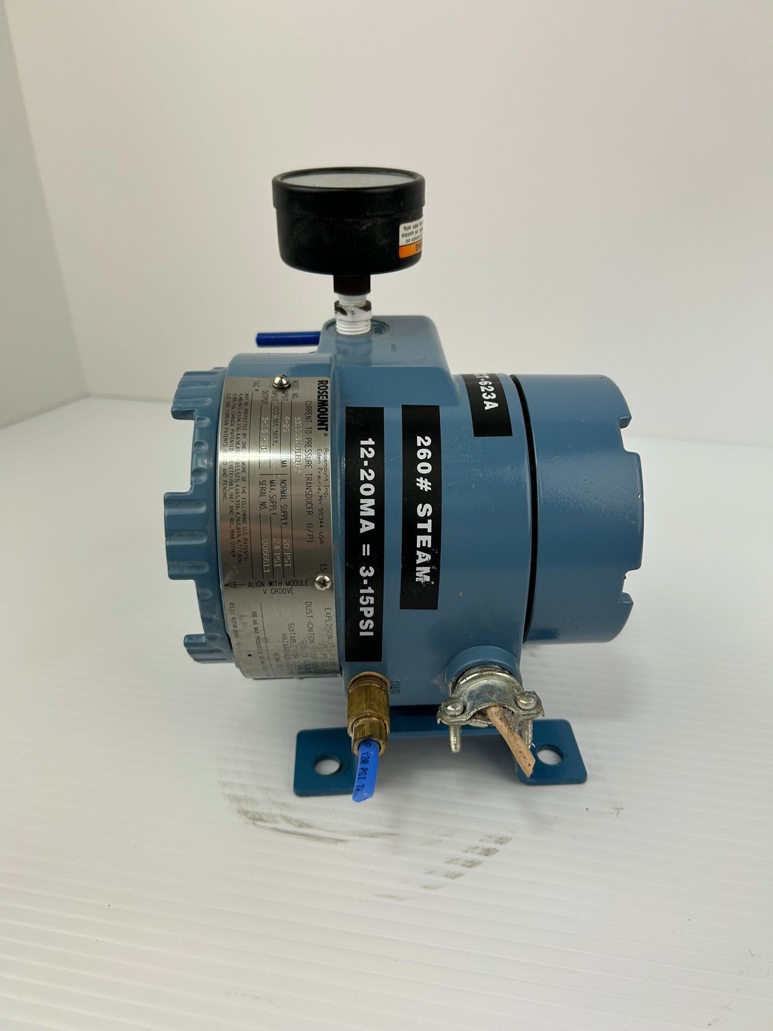 Rosemount 3311DS1J1B1E5 Current to Pressure Transducer with Pressure Gauge