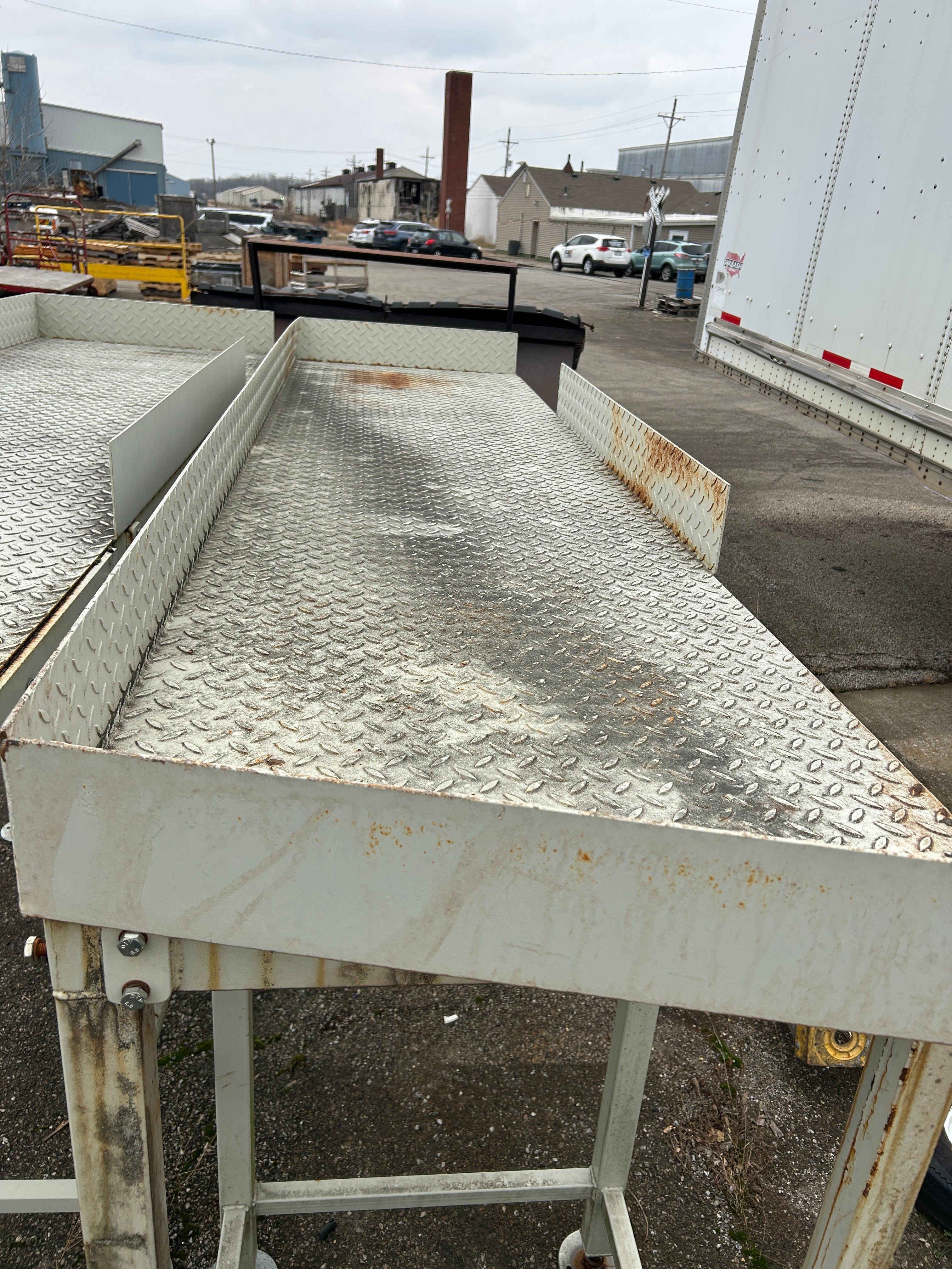 (2) Steel Platforms with Railing from Conveyor Assembly 9'9.5" x 31.5” x 5.5'