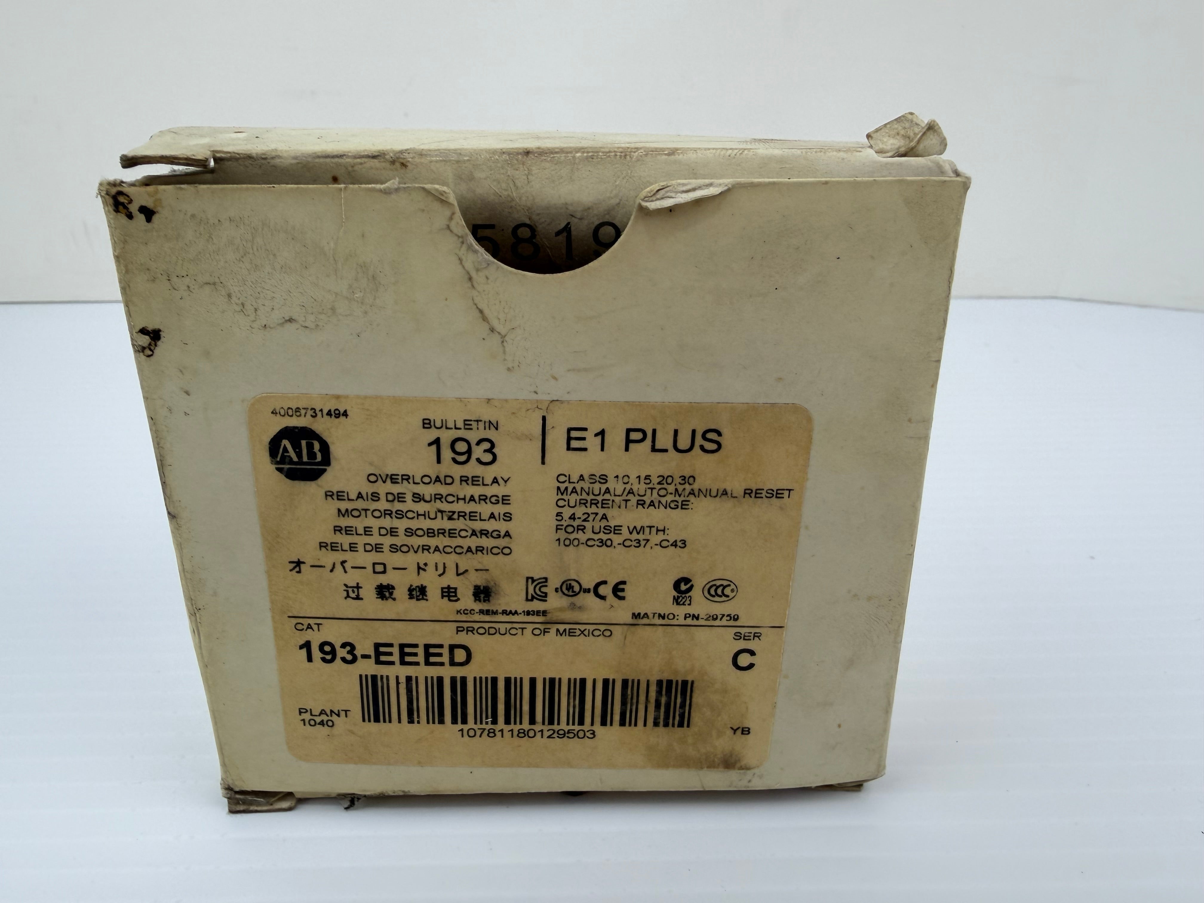 Allen Bradley 193-EEED Overload Relay Series C 5.4-27 Amps