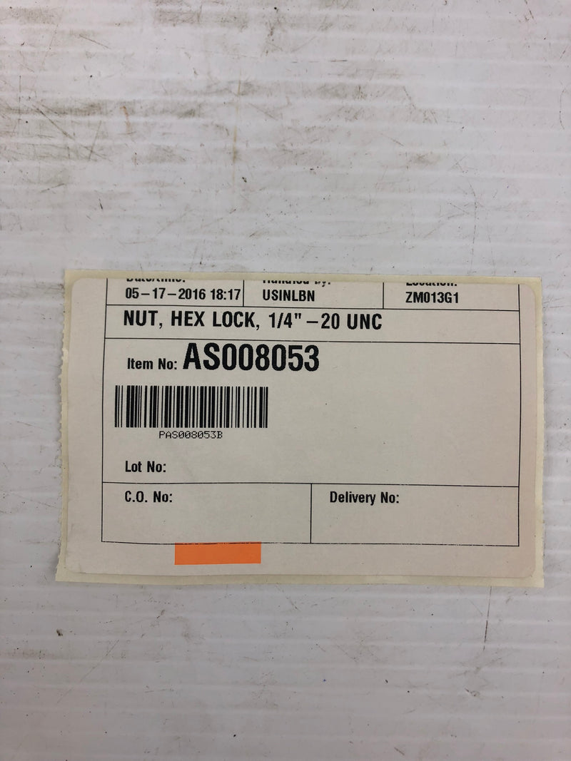 AS008053 Hex Lock Nut 1/4" - Lot of 2