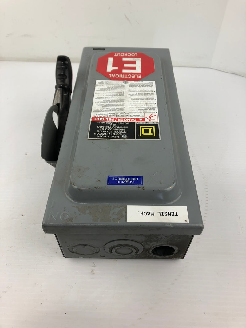 Square D HU361 Non-Fusible Safety Switch 600V 30A 3-Pole 30 HP