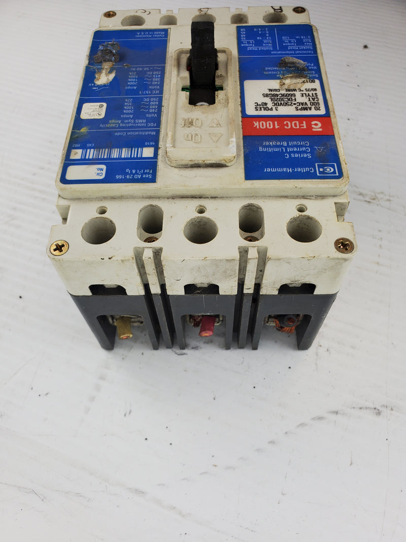 Cutler-Hammer FDC3020L Circuit Breaker Series C 3-Pole 20A 6609C48G85