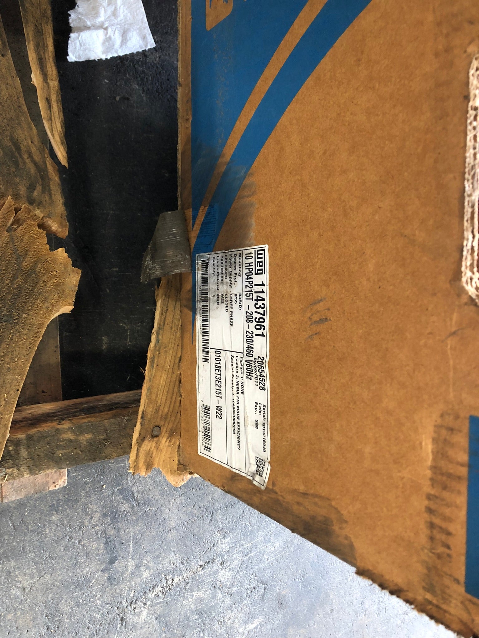 WEG 01018ET3E215T-W22 Electric Motor 07 SET11 1013216949 3PH 1760 RPM