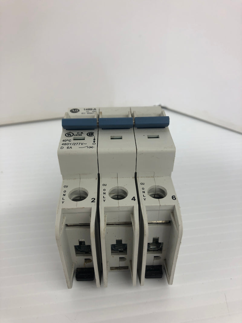 Allen-Bradley 1489-A3D060 Circuit Breaker Ser. A 415V 6A 3P 50/60Hz - Lot of 2