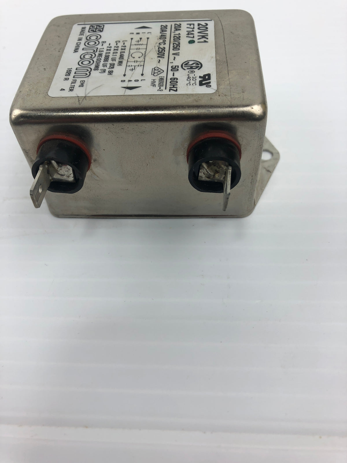 Corcom 20VK1 Power Line EMI Filter F7147 20A 120/250V