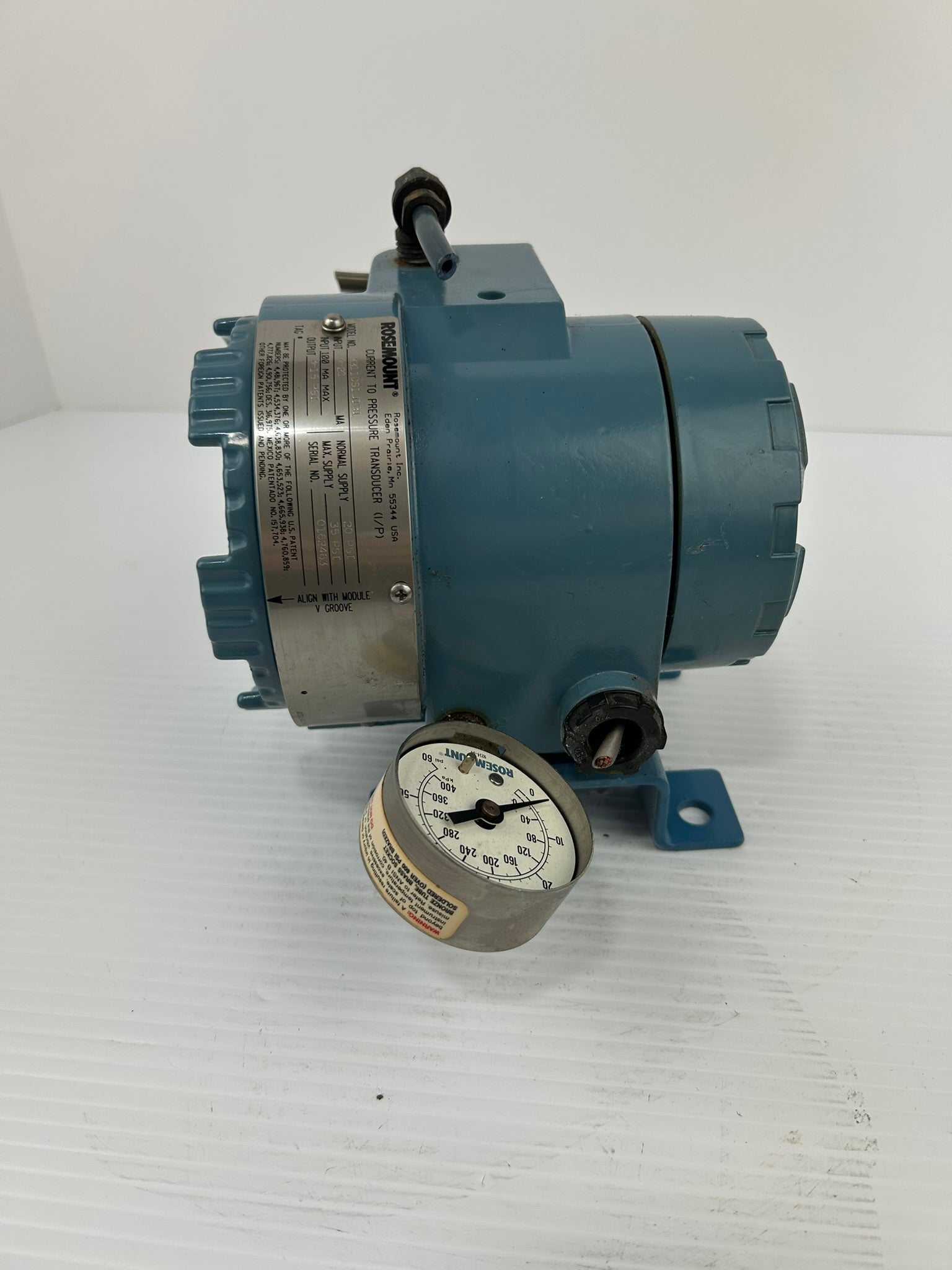 Rosemount 3311DS1J1B1 Pressure Transducer with Pressure Side Gauge 0-60 PSI