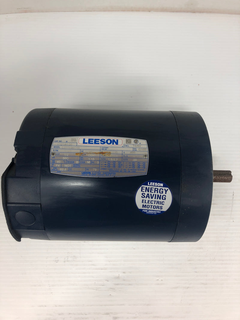 Leeson C6T34NC1E Electric Motor 1/2HP 3450 RPM 203-230/460V 3PH 56C Frame