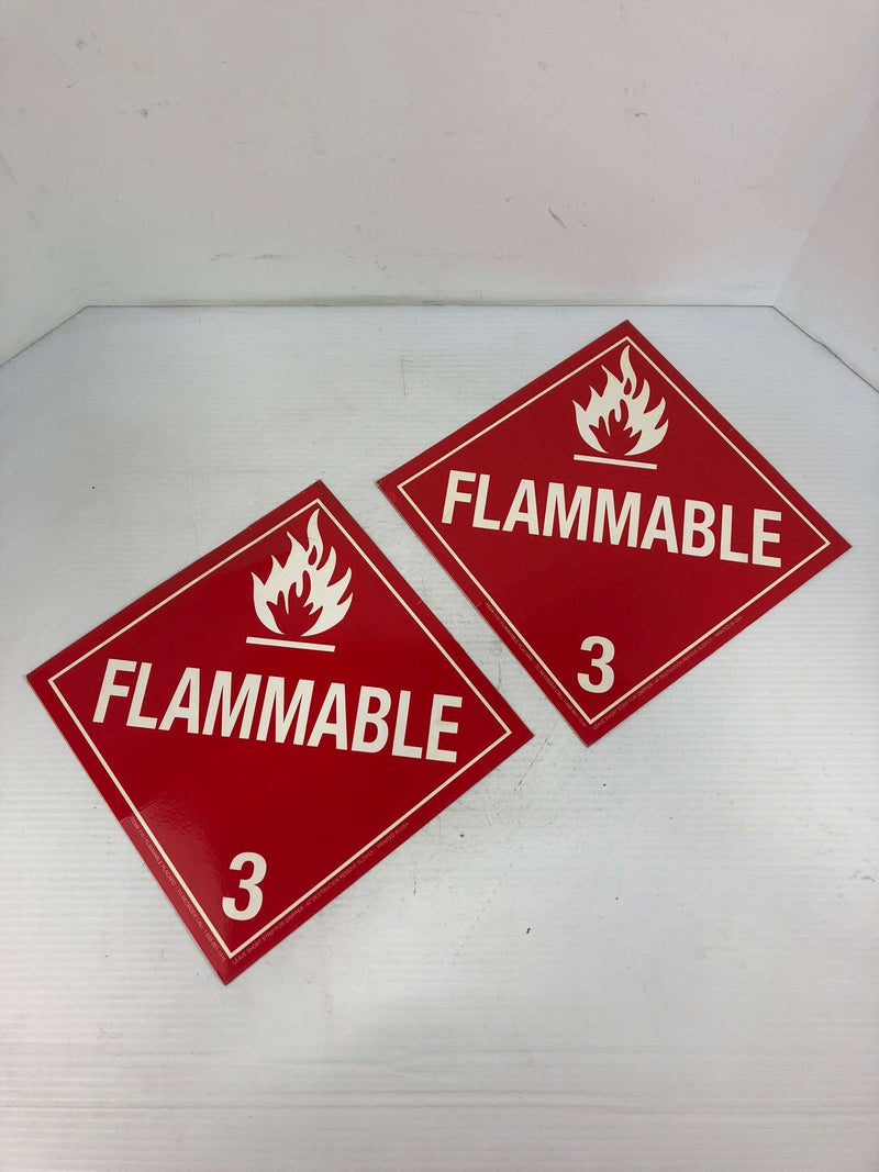 #310 Flammable 3 Red Placard Sign 11" x 11" - Lot of 2