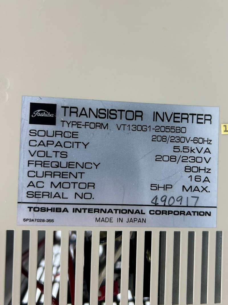 Toshiba VT130G1-2055B0 Transistor Inverter ESP-130 5HP 5.5kVA 208/230V 16A 80Hz