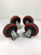 Red Industrial Casters 5" x 1-1/4" Metal Base Plastic Wheels (Lot of 4)