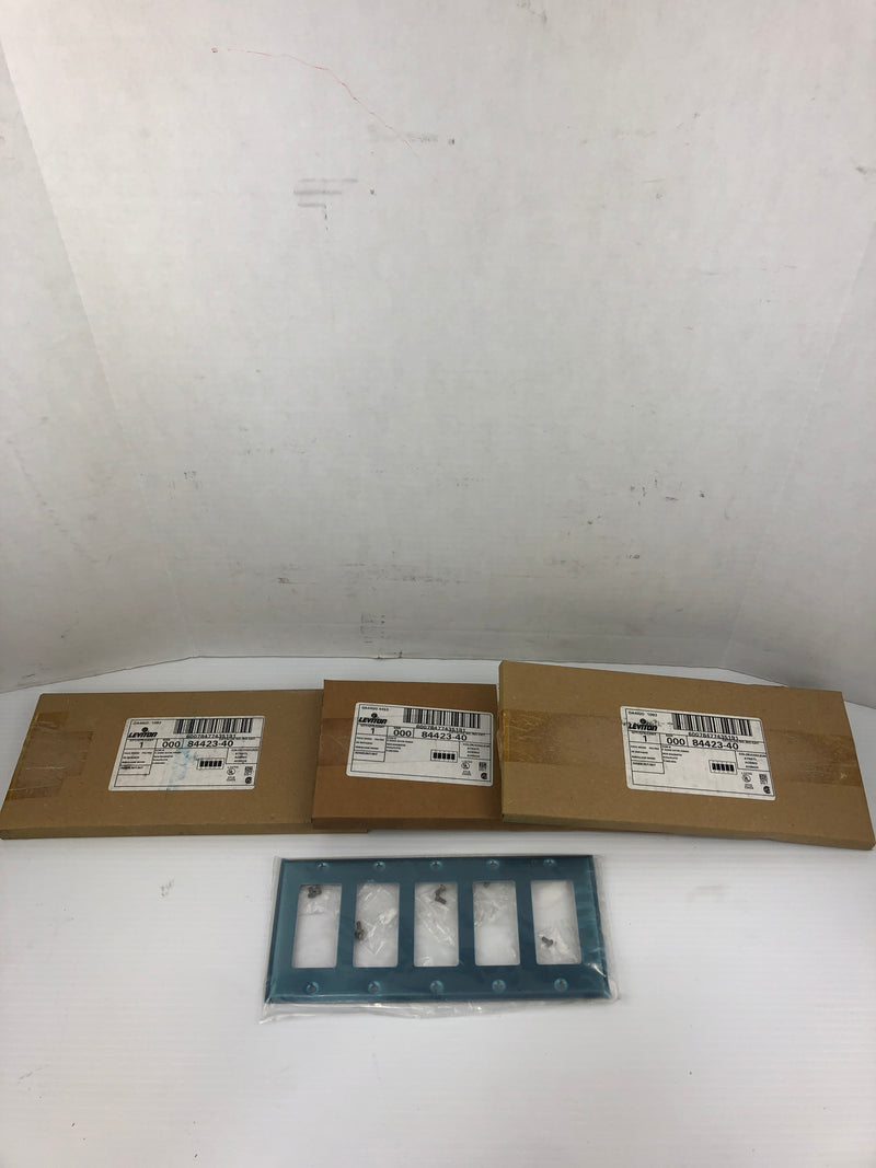 Leviton 000-84423-40 Blue Steel 5 Gang Wall Plate - Lot of 3