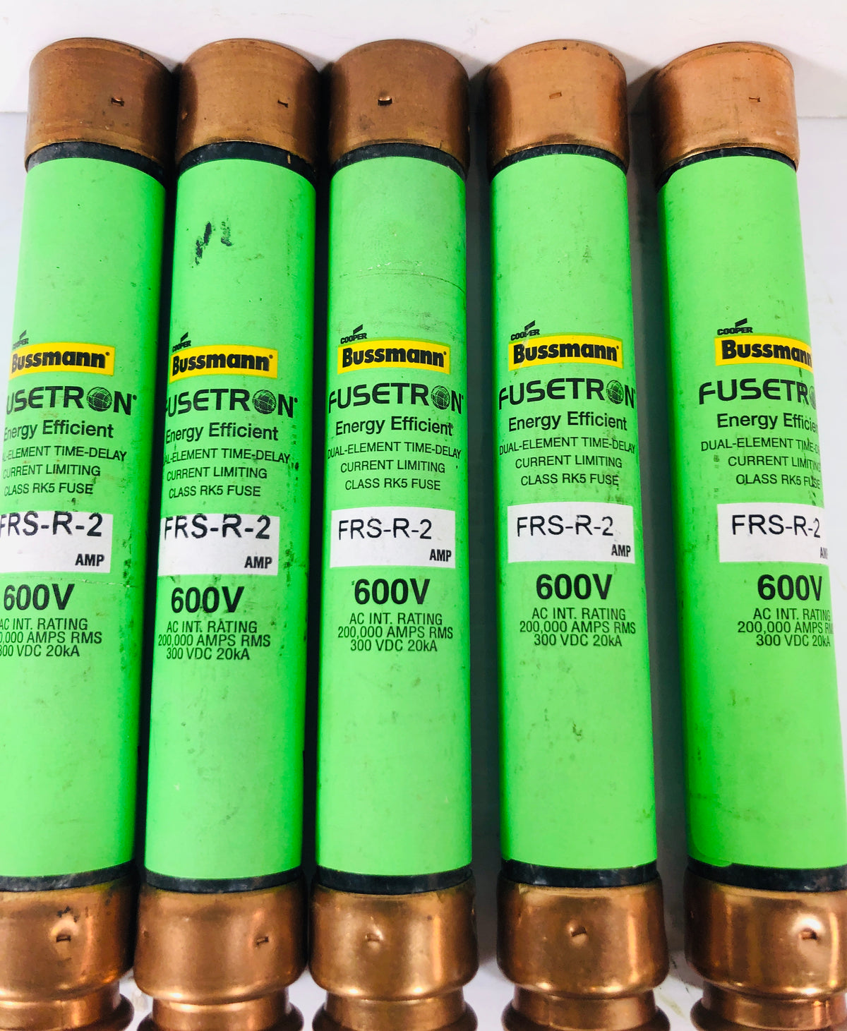 Fusetron FRS-R-2 Energy Efficient Fuse 2A 600V - Lot of 5