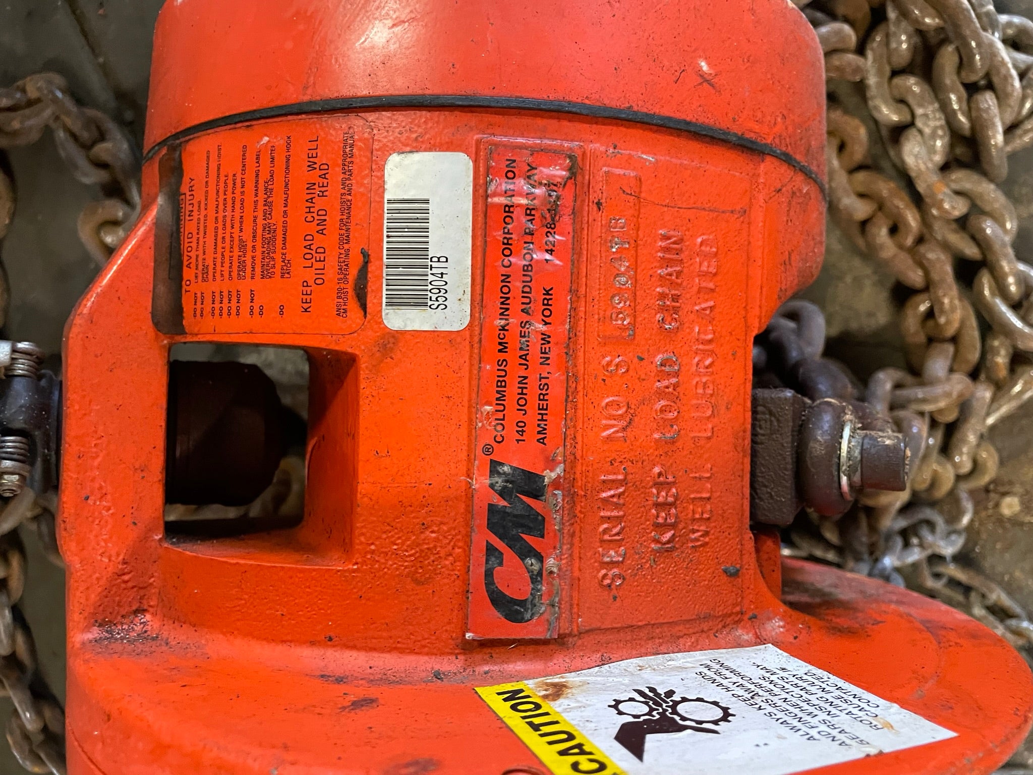 CM Cyclone 2 Ton Manual Chain Fall Hoist with Load Limiter S5904TB