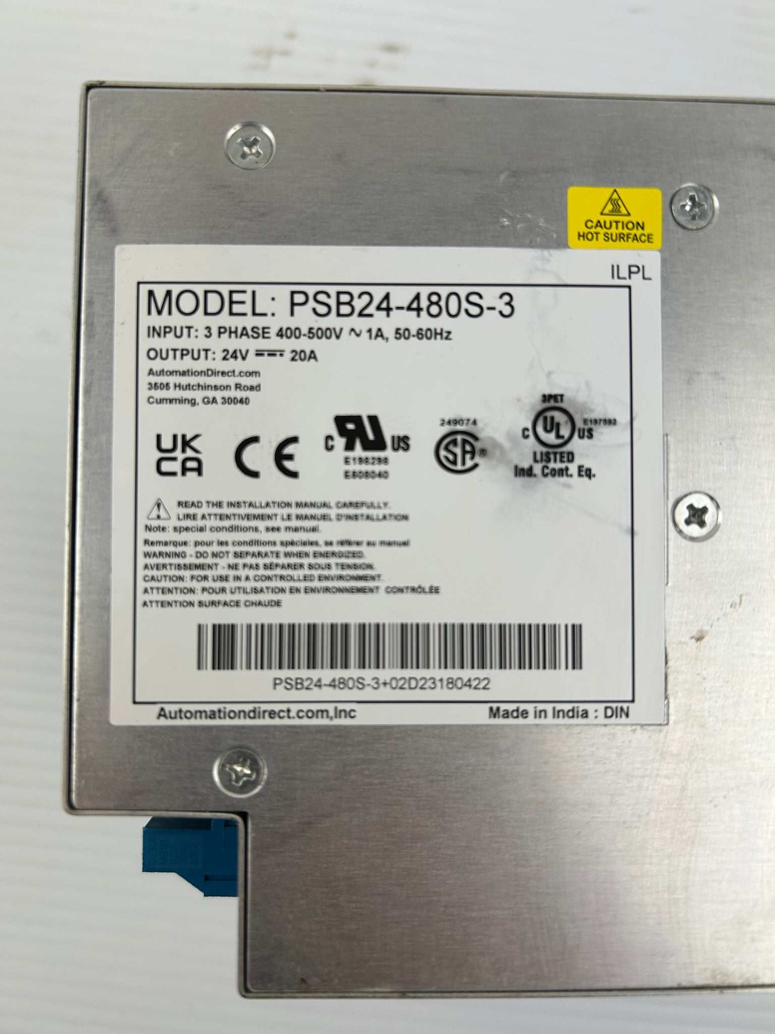 Rhino Automation Direct PSB24-480S-3 Industrial Power Supply