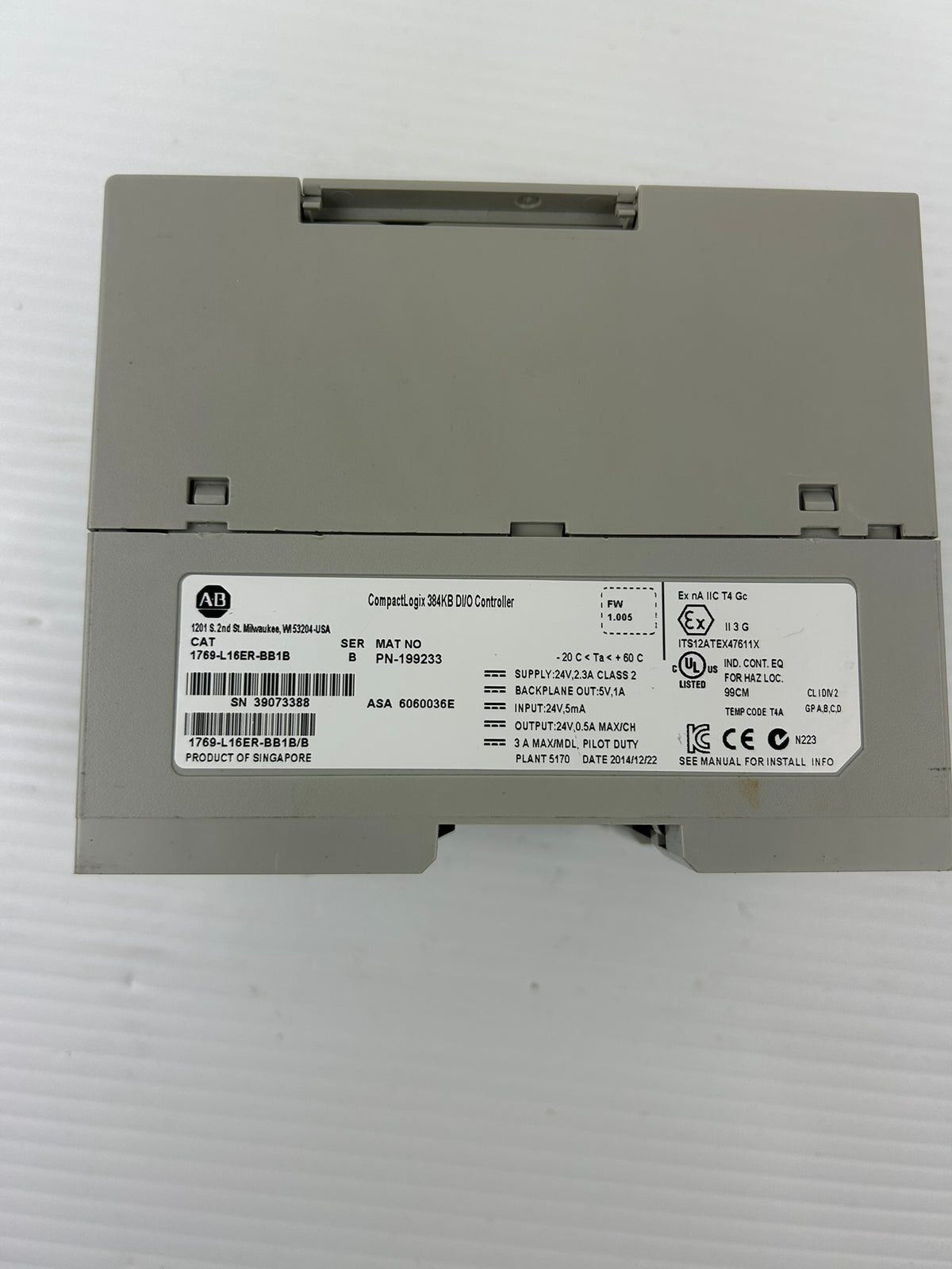 Allen-Bradley CompactLogix 1769-L16ER-BB1B Controller Series B