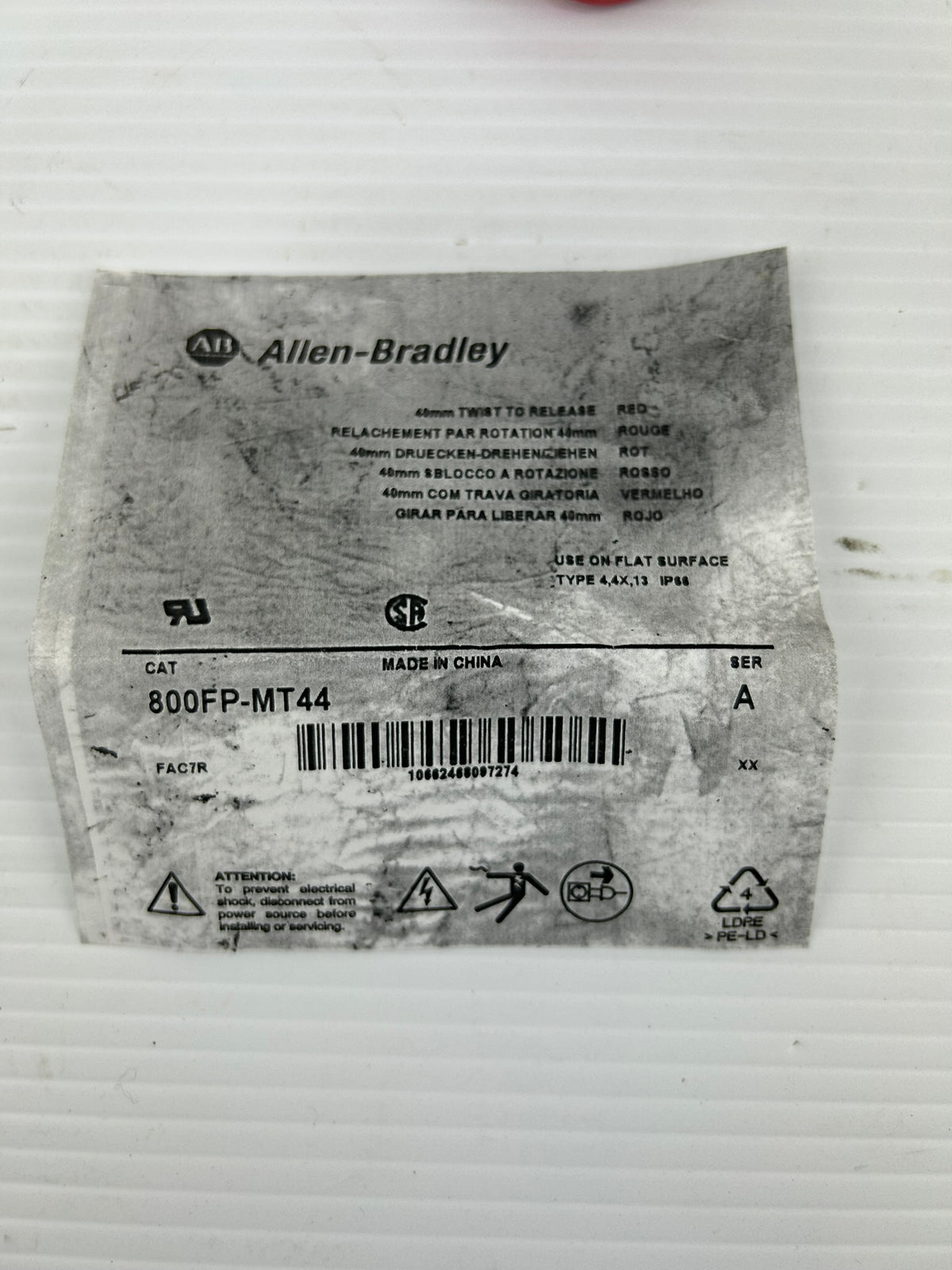 Allen-Bradley 800FP-MT44 Red Push Button E-Stop - Lot of 3