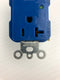 Leviton 5380-IGB Blue Duplex Receptacle Hospital Grade 125V 20A